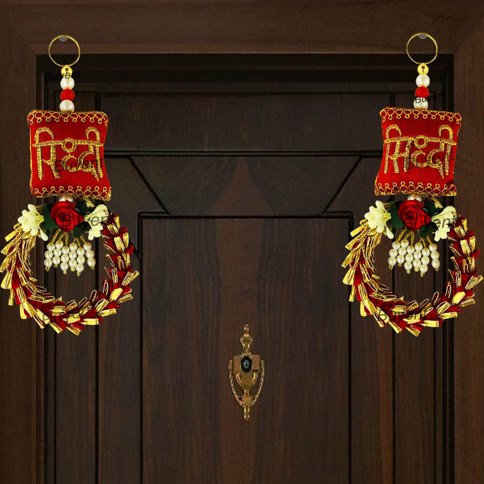 Buyent ® ridhi sidhi hangings Side Door Hanging toran riddhi siddhi toran Diwali Decor Hanging Pearl toran for mandir Main Door toran for Home wdeing decore Gifts