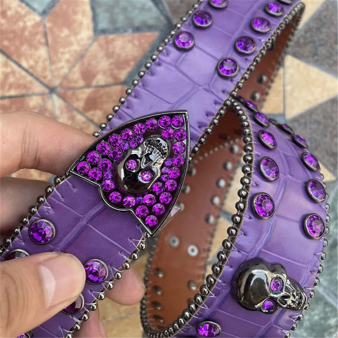 Offer $50?? Ruza jewel crystal leather purple belt 9075 Amazon.com: Mkjuuior Purple Crystal Studded Diamond Belt  main image 3