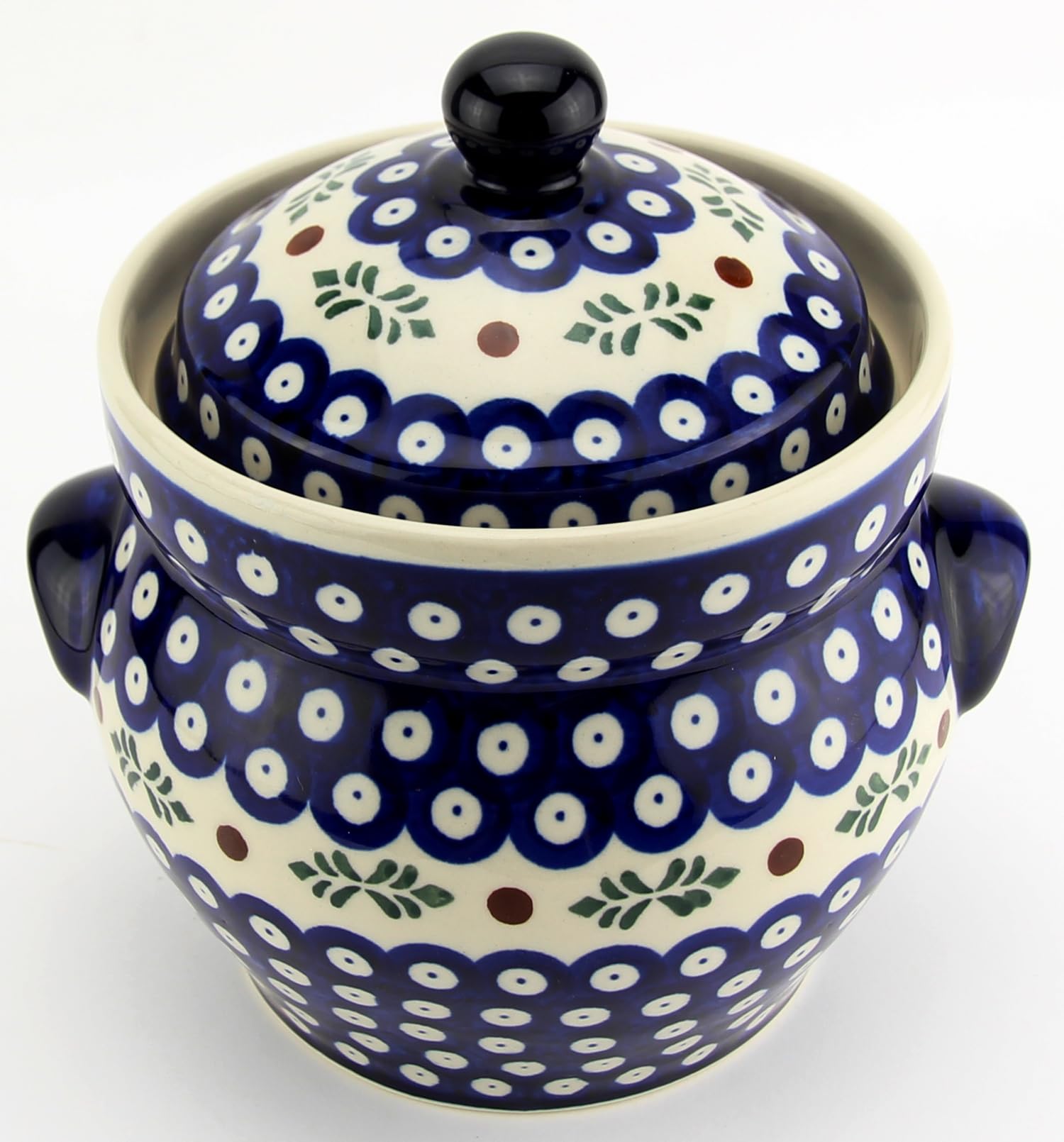 Polish Pottery Fermenting Crock Pot From Zaklady Ceramiczne Boleslawiec #1125-242 Traditional Pattern, Height: 6", Capacity: 1.7 liter / 1.8 quart