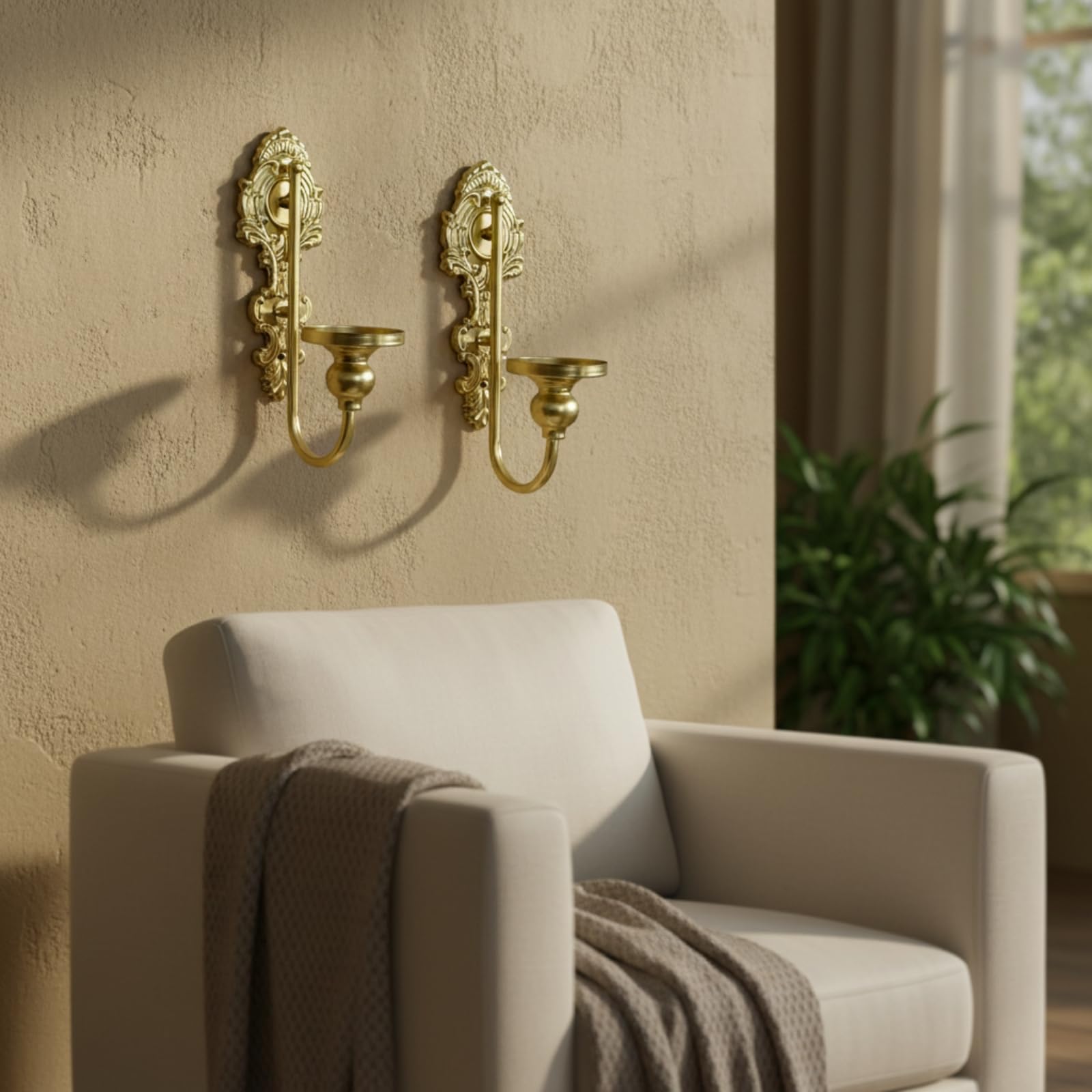 Qianly 2 Piezas Canlabro Pared Elegante Aplique Pared Resistente Canlabro con Base para Salón