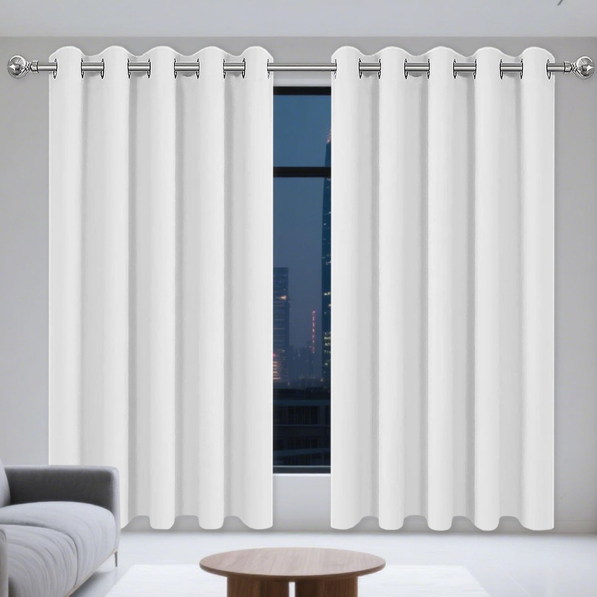Rideau Occultant 160 x 230 cm Thermique Isolant Anti Froid Chaleur Rideaux Anti Froid/Rideau Exterieur Terrasse Design Moderne à Oeillets pour Chambre, Salon, Bureau, Blanc