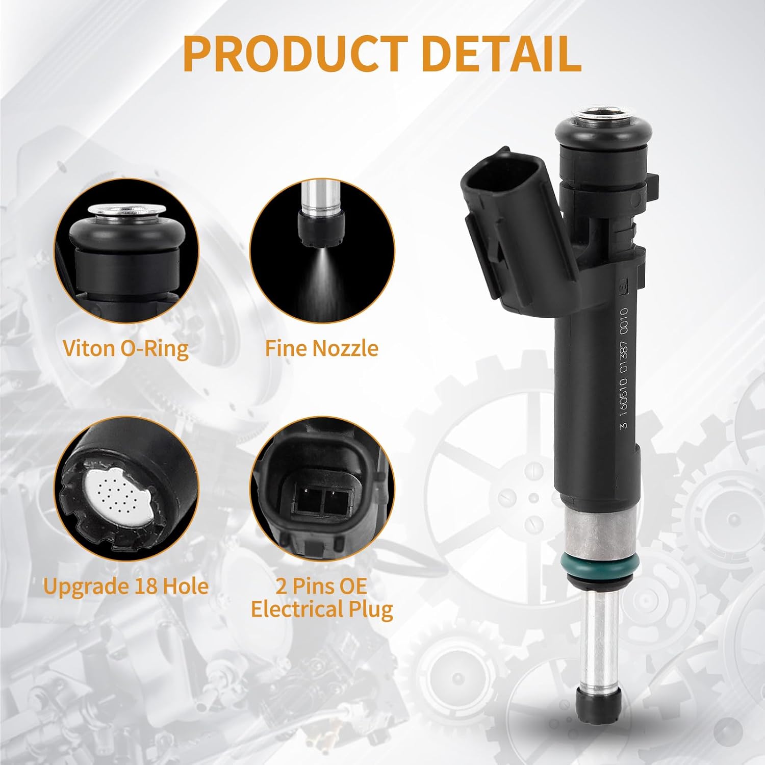 4PCS Fuel Injectors 18 Holes Compatible with Nissan Versa 2012 2013 2014 2015 2016 2017 L4 1.6L Replace# 16600-1KT0A 166001KT0A FJ1192