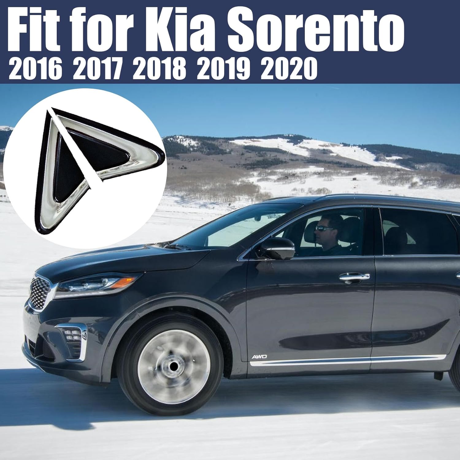 2PCS Exterior Side View Mirror Fender Flag Triangle Trim Fit for Kia Sorento 2016-2020, 86180-C5000 86190-C5000, Left & Right Door Mirror Corner Fender Trim Triangle Cover