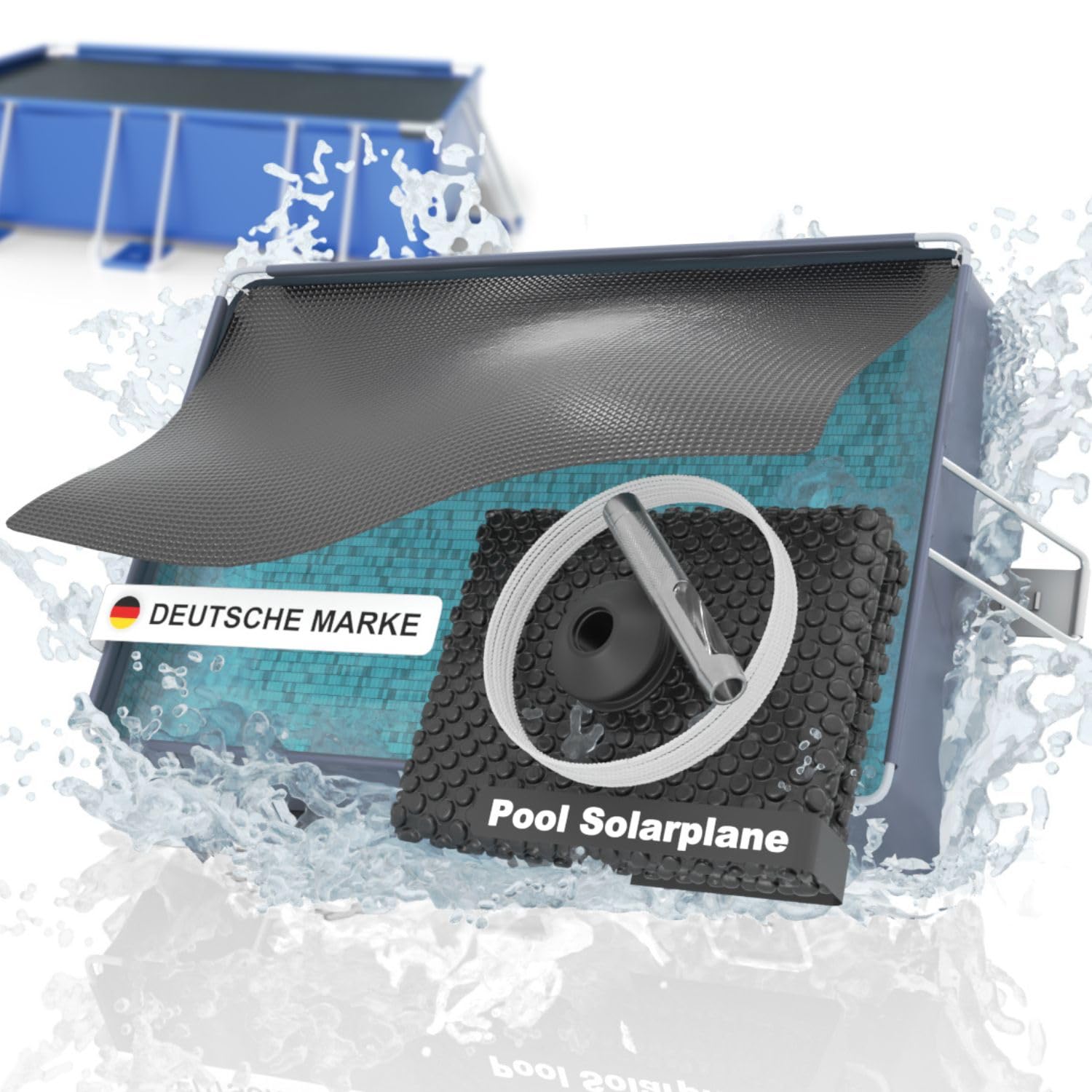 Planenfux® 120µm Solarplane Pool Rechteckig 300x200cm inkl. Befestigung | UV, Chlor & Salzwasser-Resistente Pool Solarfolie | Zuschneidbare Solarabdeckung | Solar Poolabdeckung zum Poolwasser erwärmen