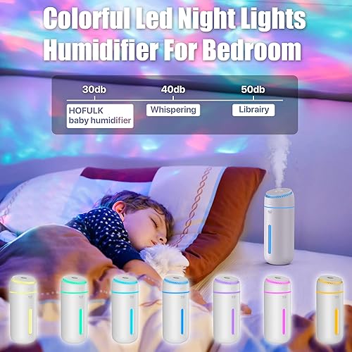 Miniatura 4 de Humidificadores pequeños para dormitorio, habitación, oficina, 13.5 fl oz, humidificadores USB de niebla fría para niños, silenciosos, mini viajes,