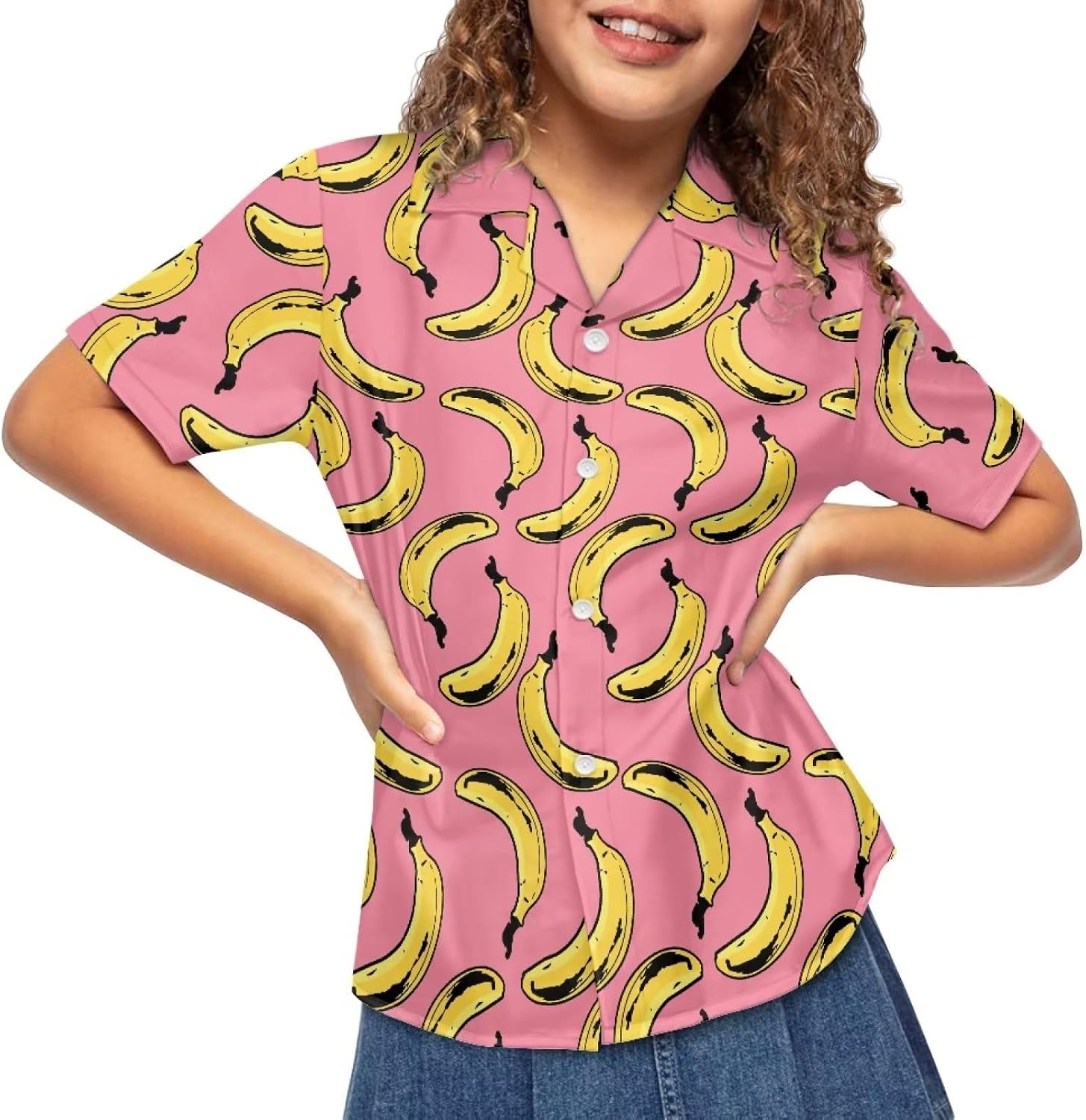 Comfortable Loose Fit Button Down Short Sleeve Lapel Cool Custom Tropical Aloha Hawaiian Shirt for Kids