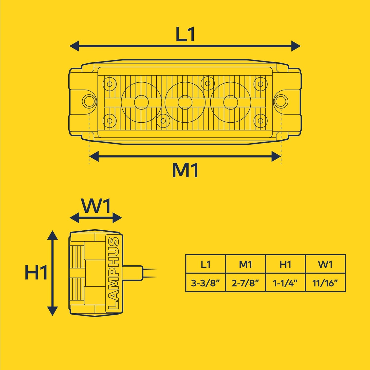 LAMPHUS 4pc NanoFlare 3.5" 3W Amber LED Surface Mount Police Grill Strobe Warning Lights [SAE Class 1] Orange 12V Rectangle Grille Flashing Emergency Light for Pilot Work Truck Vehicles Cars