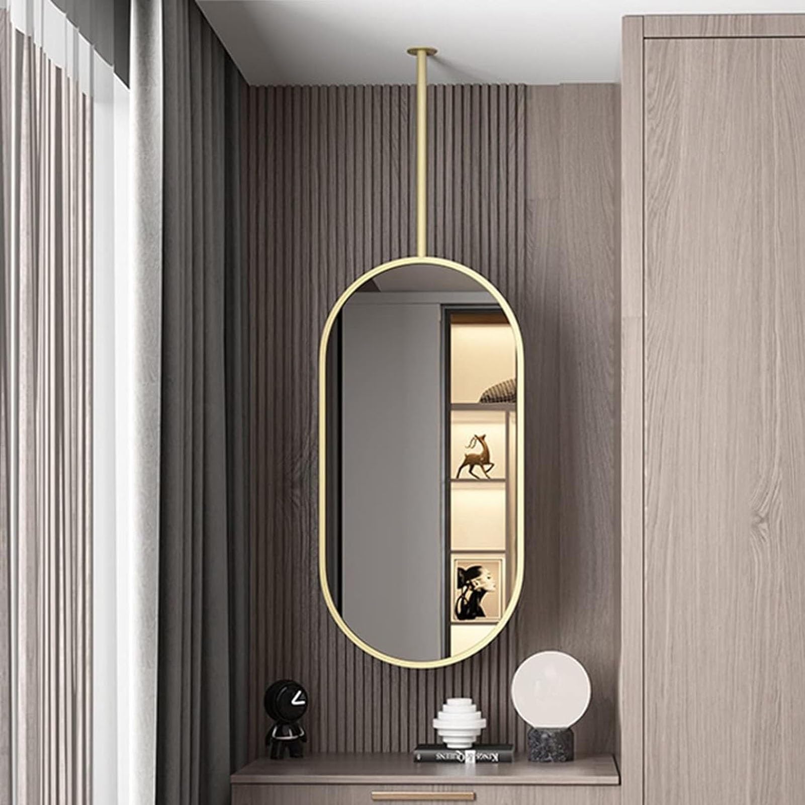 CGCSYZ Ceiling Mirror With Metal Hanging Rod, Ceiling Mounted Mirror For Bathroom Vanity Shaving, Suitable For Entrance Bedroom Living Room Wall Vanity Mirror (40cmx60cm)