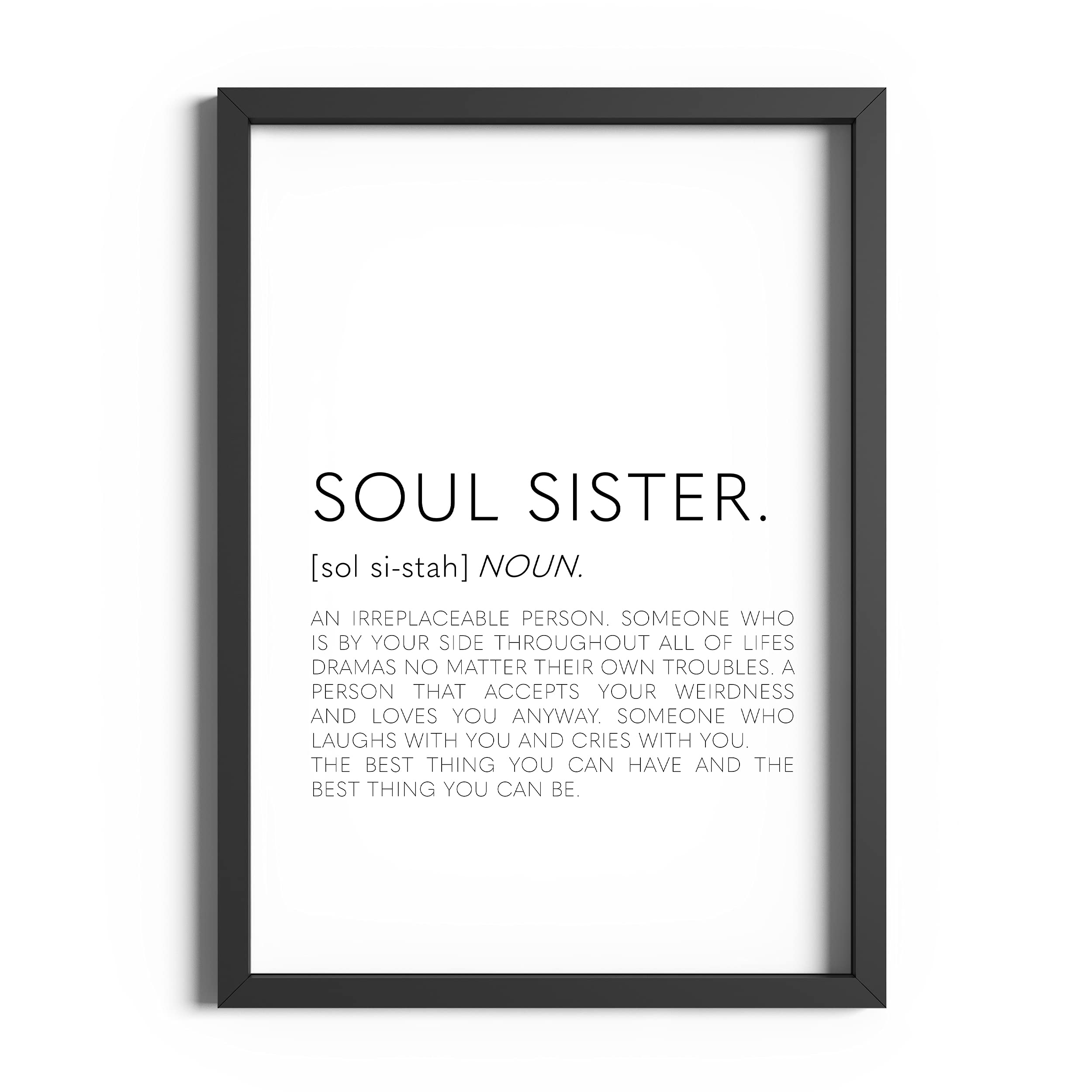 Buy Soul Sister Definition Wall Art Print Black And White Bestie Quote