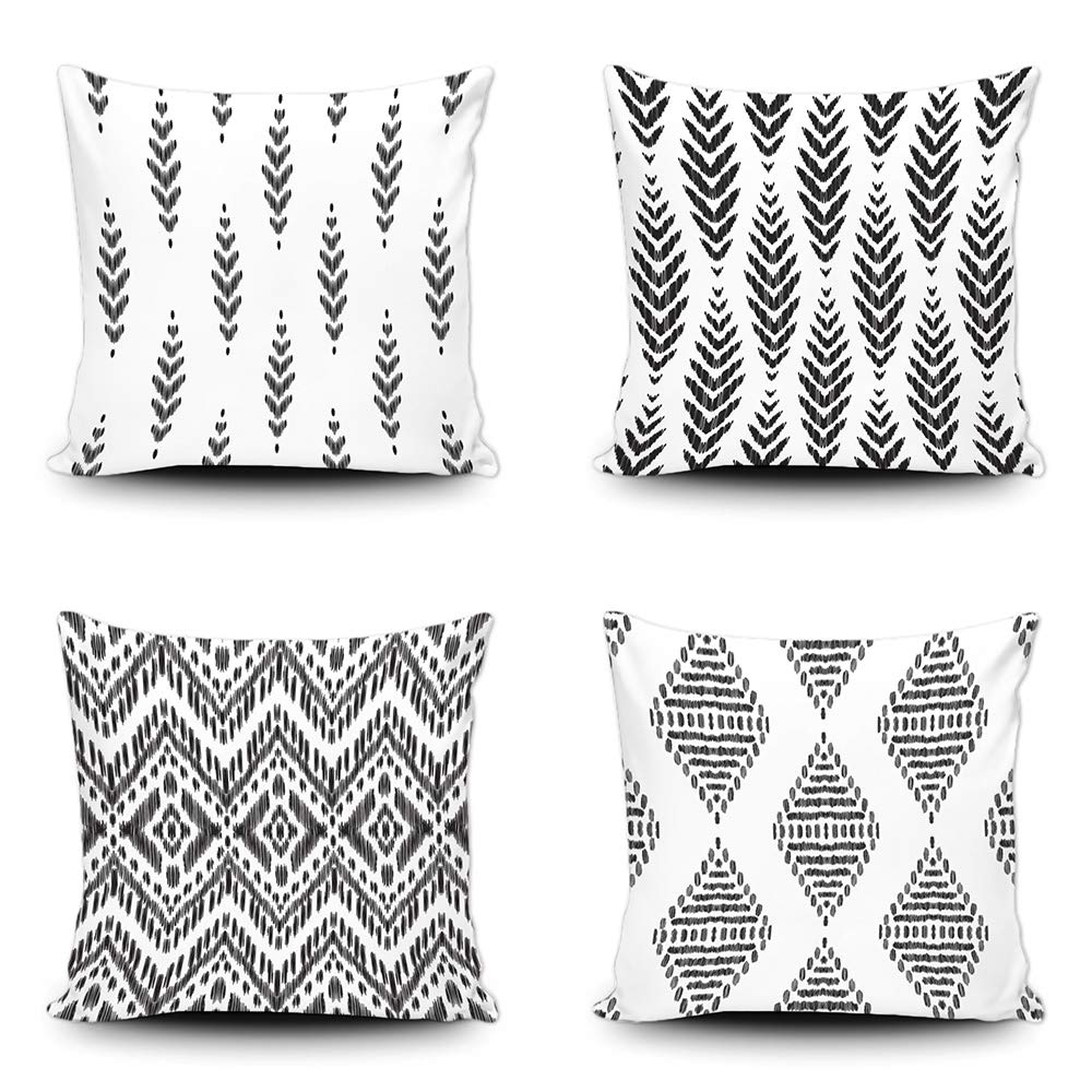 Juego de 4 fundas de almohada BAGEYOU Ikat Tribal y Boho étnico Herringbone para Ideas Decoración Funda de almohada para el hogar Cuadrado de 20 x 20 pulgadas Funda de almohada