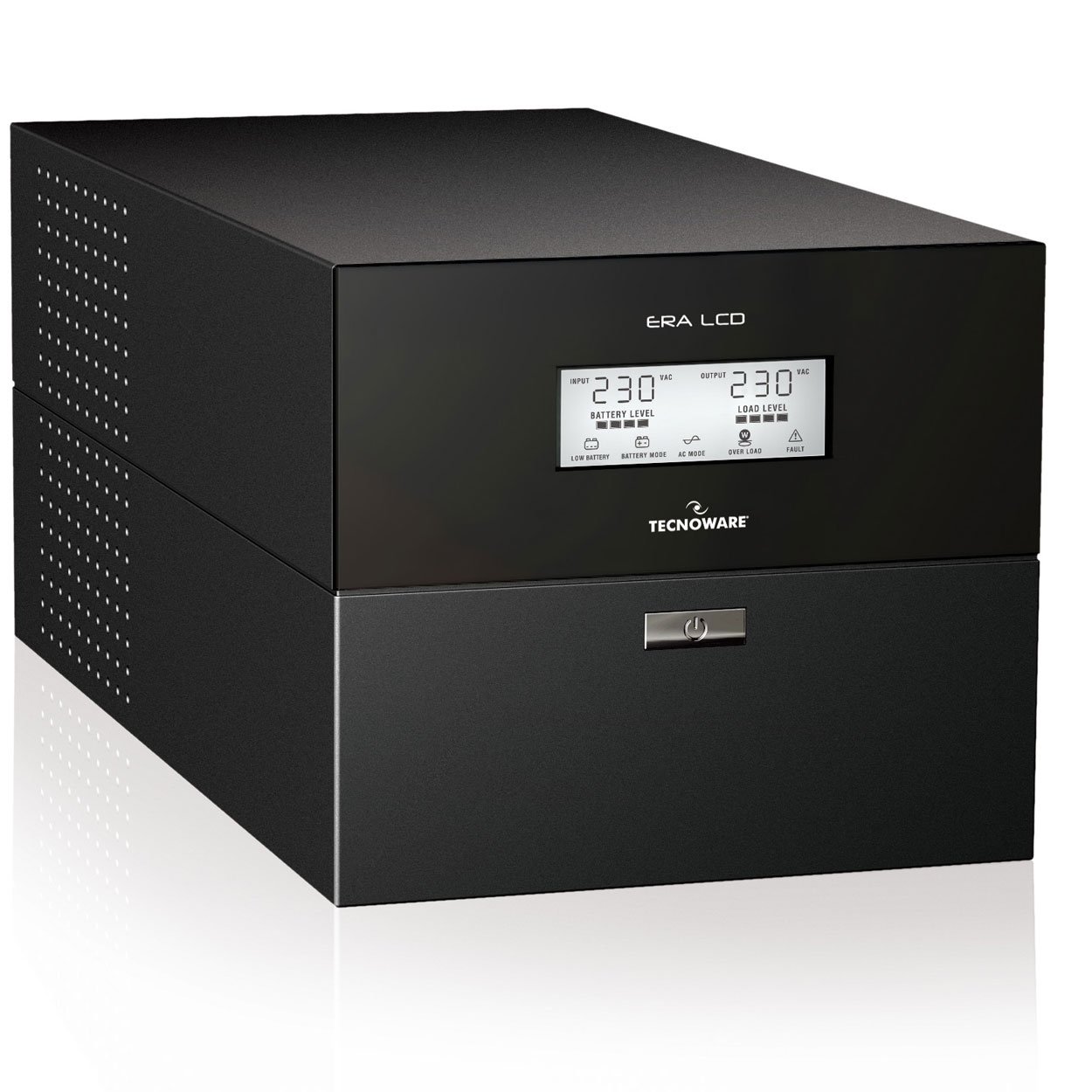Tecnoware Era LCD Interactive Unità di Continuità UPS, 650 VA, Monofase, Onda Pseudo-Sinusoidale, Batteria 4.5 Ah, Nero