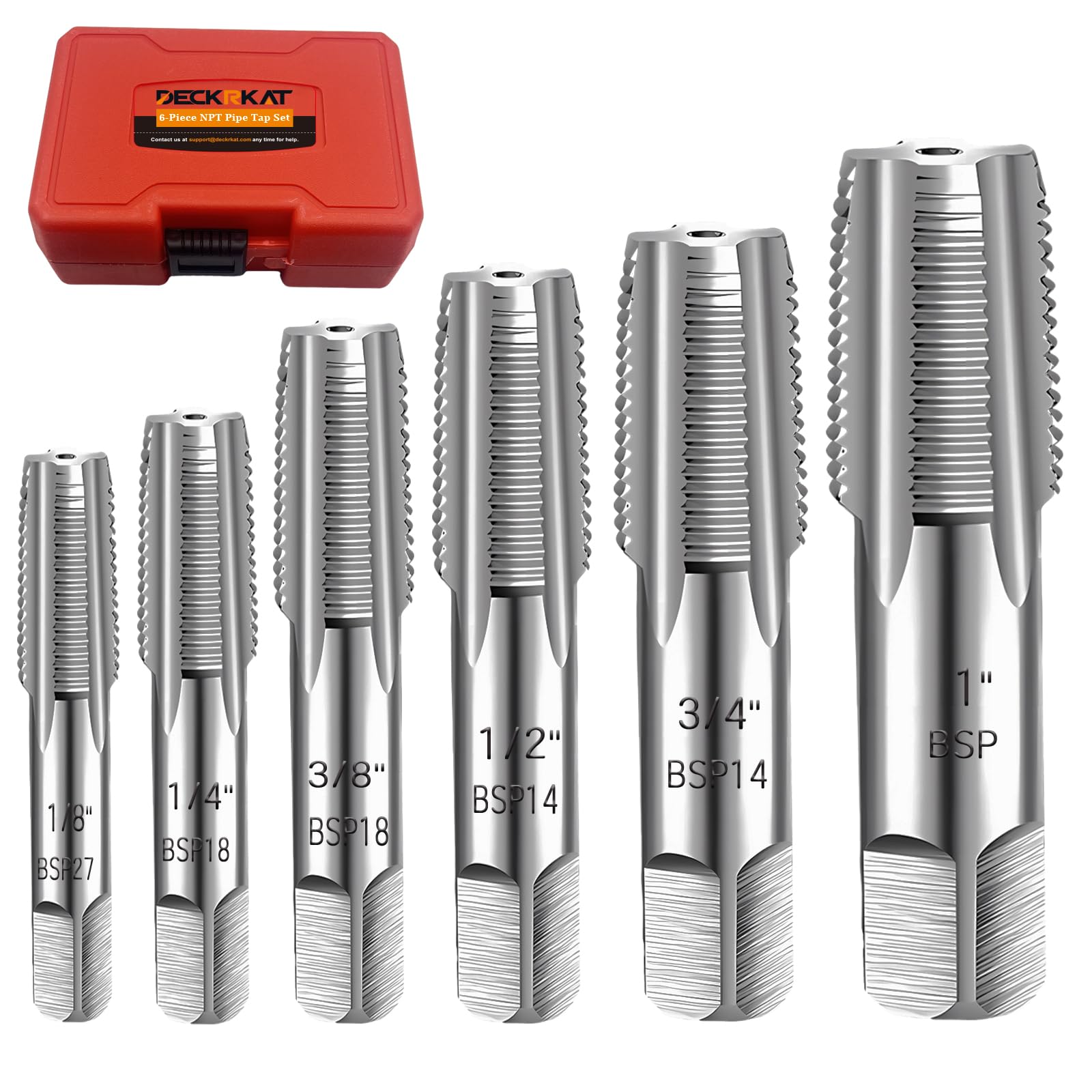 Juego de 6 grifos de tubería BSP, juego de grifos de acero al carbono de precisión para roscas limpias y precisas, grifo NPT de 1 pulgada, 3/4 pulgadas, 1/4 pulgadas, 1/8 pulgadas, perfecto para