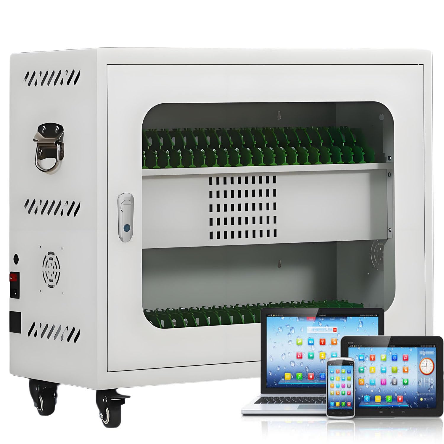 UORDBY 20-60 Device USB Charging Cart, Mobile/Tablet/Laptop Charging Stations, 5V 2A Fast Charging, With Universal Wheels And Lock for Office, Classroom, Event Use 50slots
