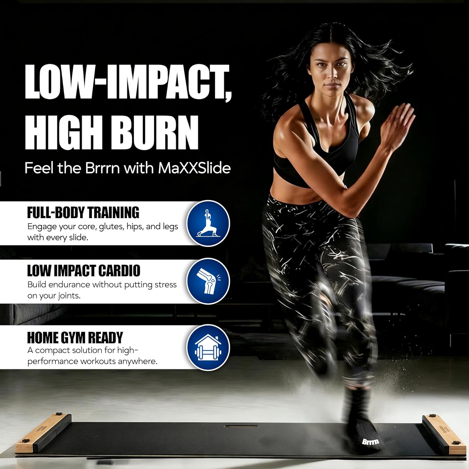 Adjustable Slide Board (5ft or 6ft)- Low-Impact Lateral Training for Speed, Strength & Cardio- Non-Slip Exercise Sliders Includes Booties & Slide Polish for Home Gym, Hockey, Golf, Ski & Athletes