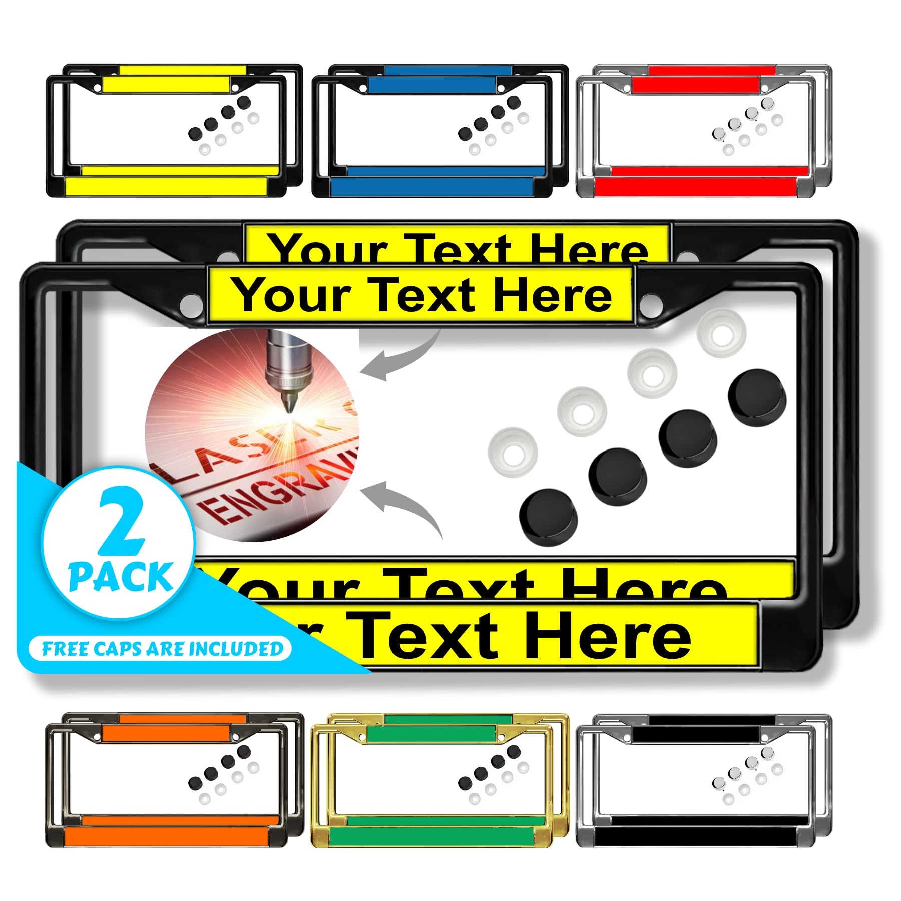 Custom Personalized Metal Laser Engraved Car License Plate Frame with Free caps - Picture 45 of 132