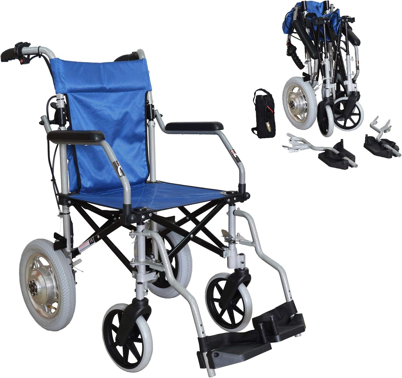 The Elite Care PowerCruise wheelchair powerpack combo - carer controlled, lightweight and folding