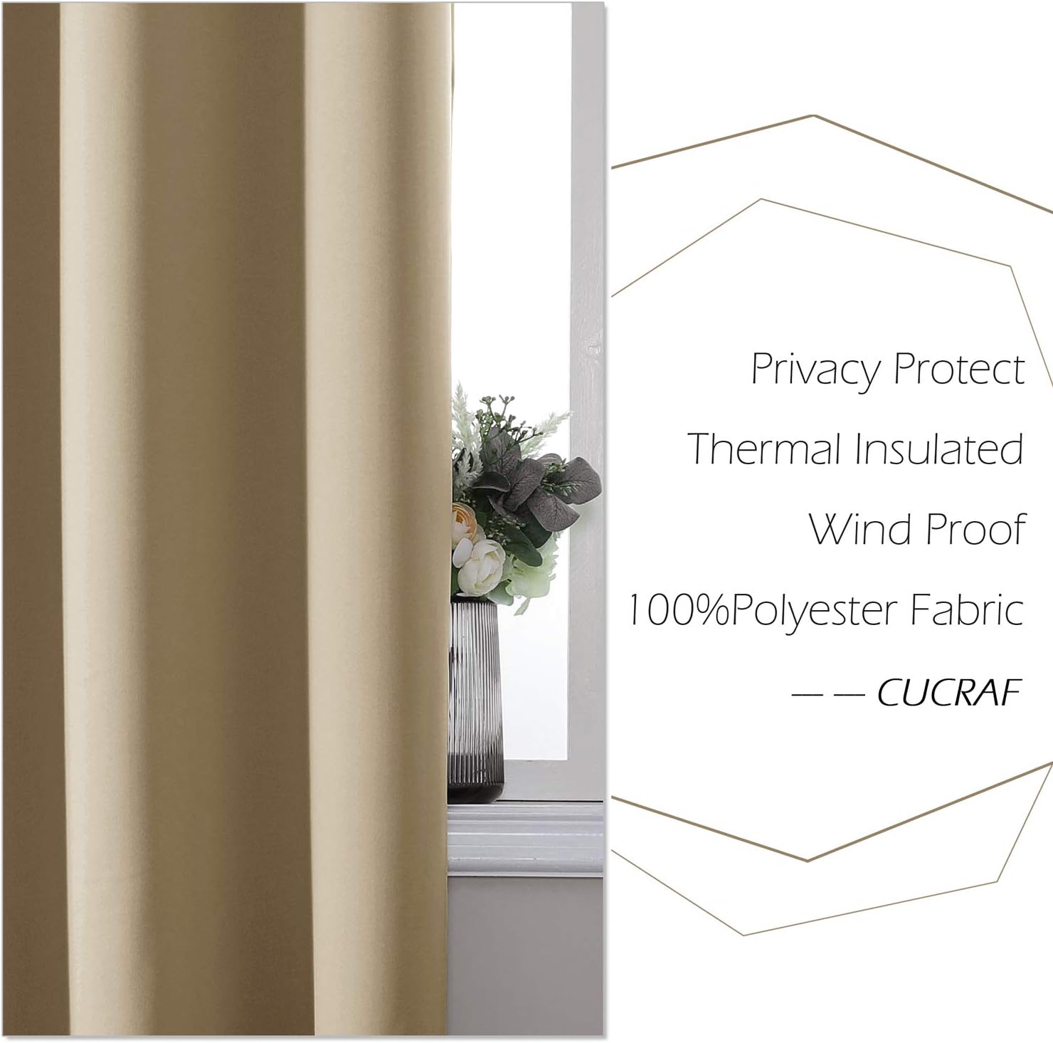 CUCRAF Off White Roller Shades with Grommet Blackout Curtains 2 Panels Bundle : Home & Kitchen