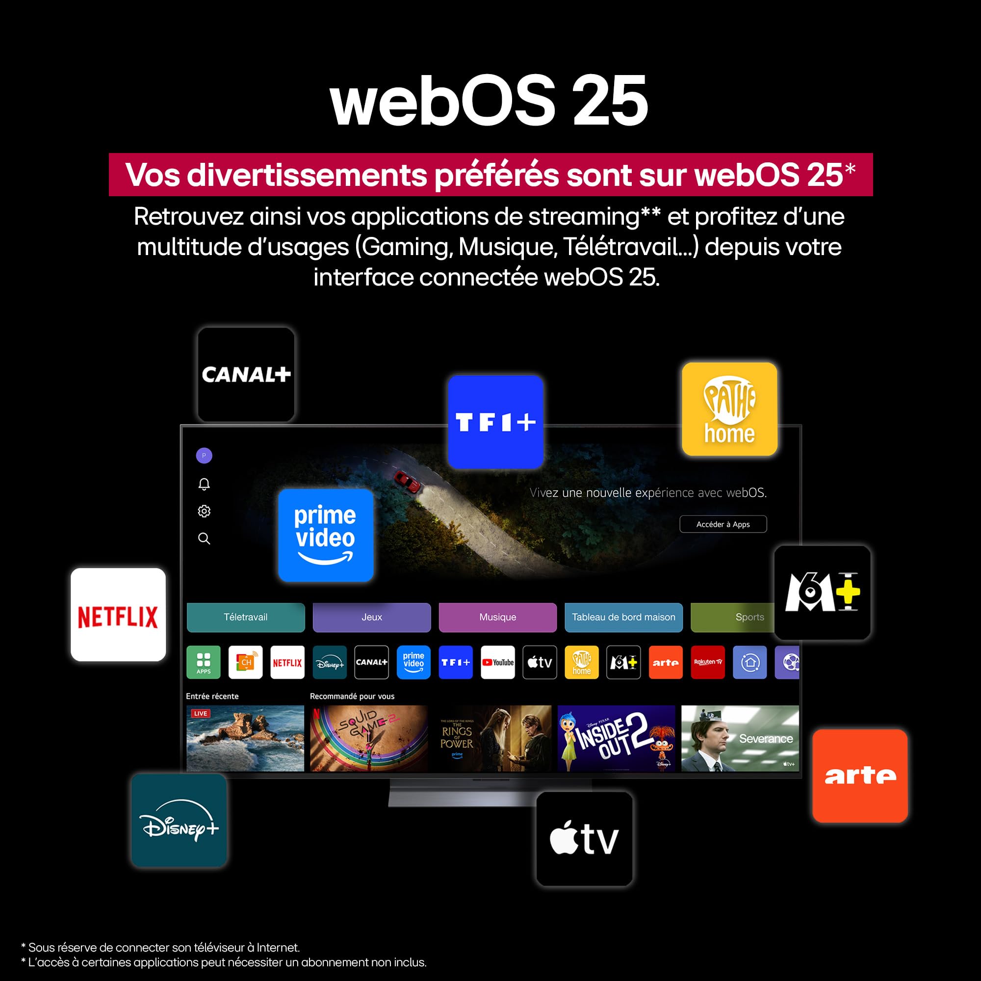 LG TV OLED 2025 | OLED65B5 | 65'' (164 cm) | OLED 120Hz| Processeur α8 AI 4K Gen2 |Dolby Vision & Atmos | Alexa