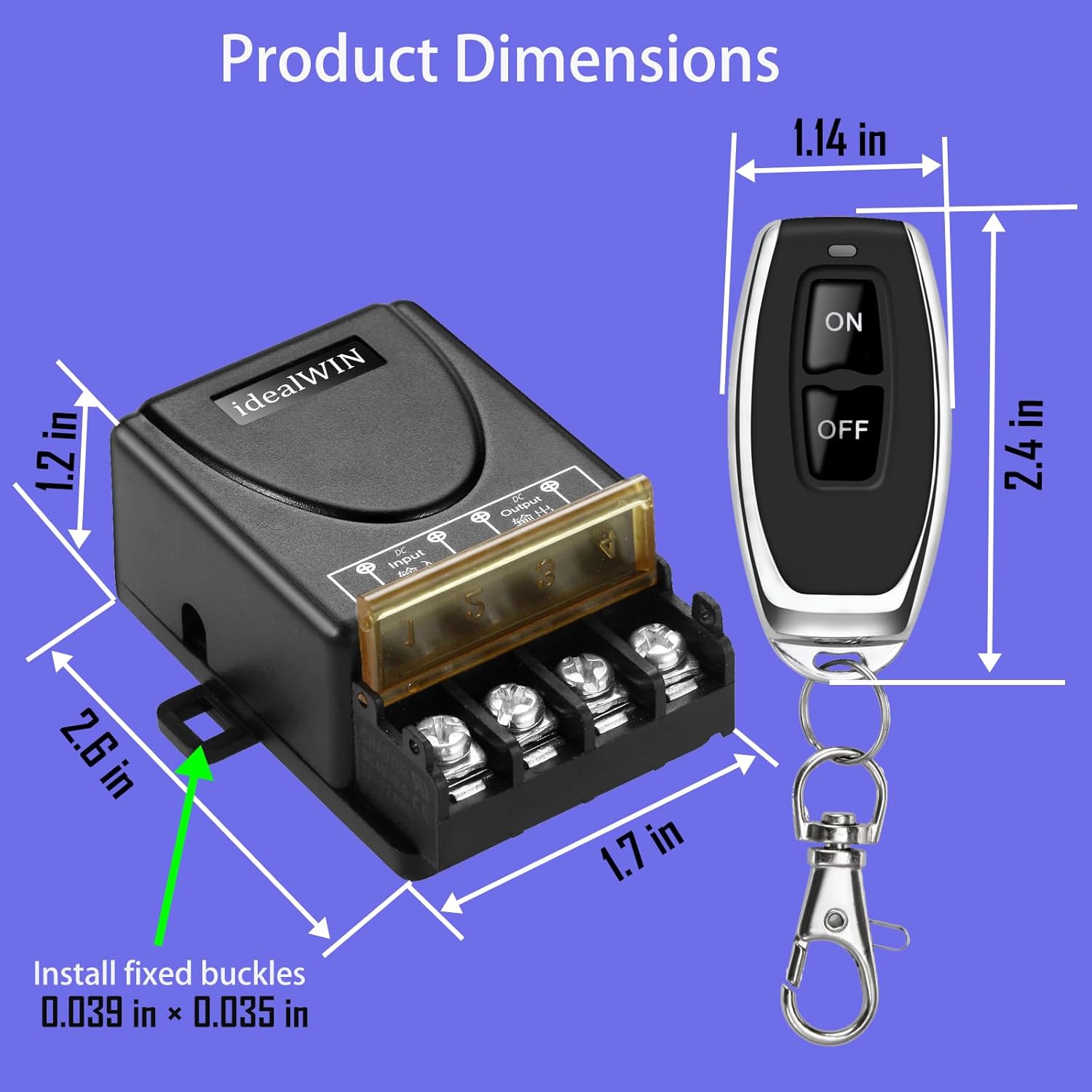 Wireless Remote Switch with 328 ft Long Range,DC 12V/24V/48V/72V Current Rating 30A,12v Remote Control Switch for All Kinds of DC Motors,Luminaire Controll etc（1-Pack