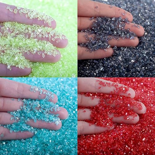 Miniatura 4 de Hisenlee Cristal triturado de 7.05 oz de piedra irregular con lentejuelas gruesas, copos iridiscentes para bricolaje, resina epoxi, arte de uñas,