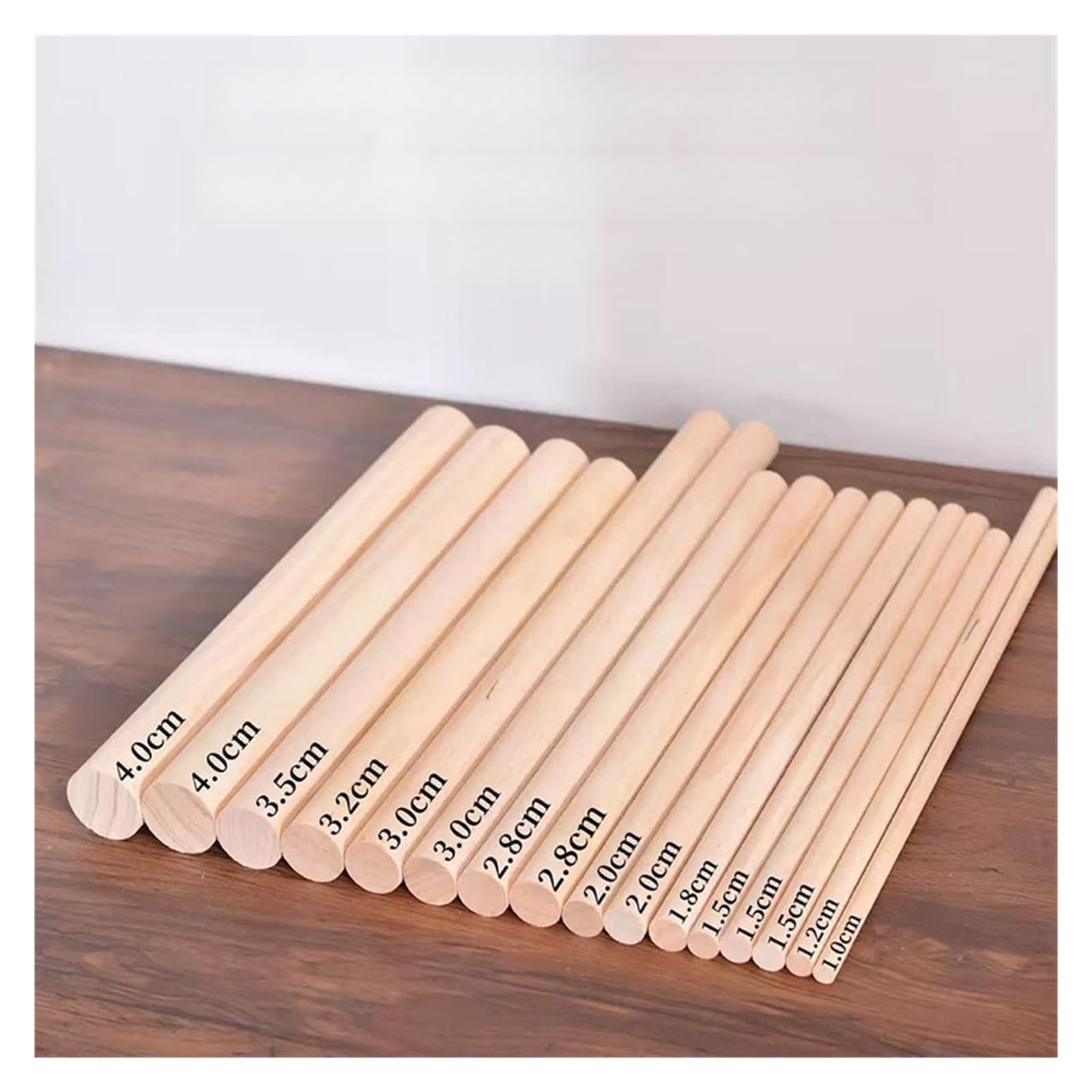 Batonnet En Bois Wooden Bamboo Round Sticks 3/4/5/6/8-50mm DIY Craft Making Wood Dowels For Model Building Food Ice Lollies Supplies Length 300mm(50mm 1Pcs)
