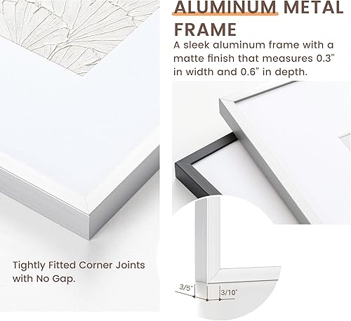 Miniatura 239 de Fun Memories Portarretratos de metal de 16 x 20 pulgadas con paspartú de 11 x 14 pulgadas, acabado de aluminio cepillado, parte delantera de vidrio