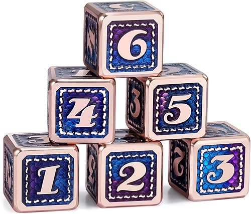 Miniatura 5 de DNDND Juego de dados metálicos de escala de dragón, 7 piezas metálicas D&D con estuche de regalo y 6 dados D6 con bolsa