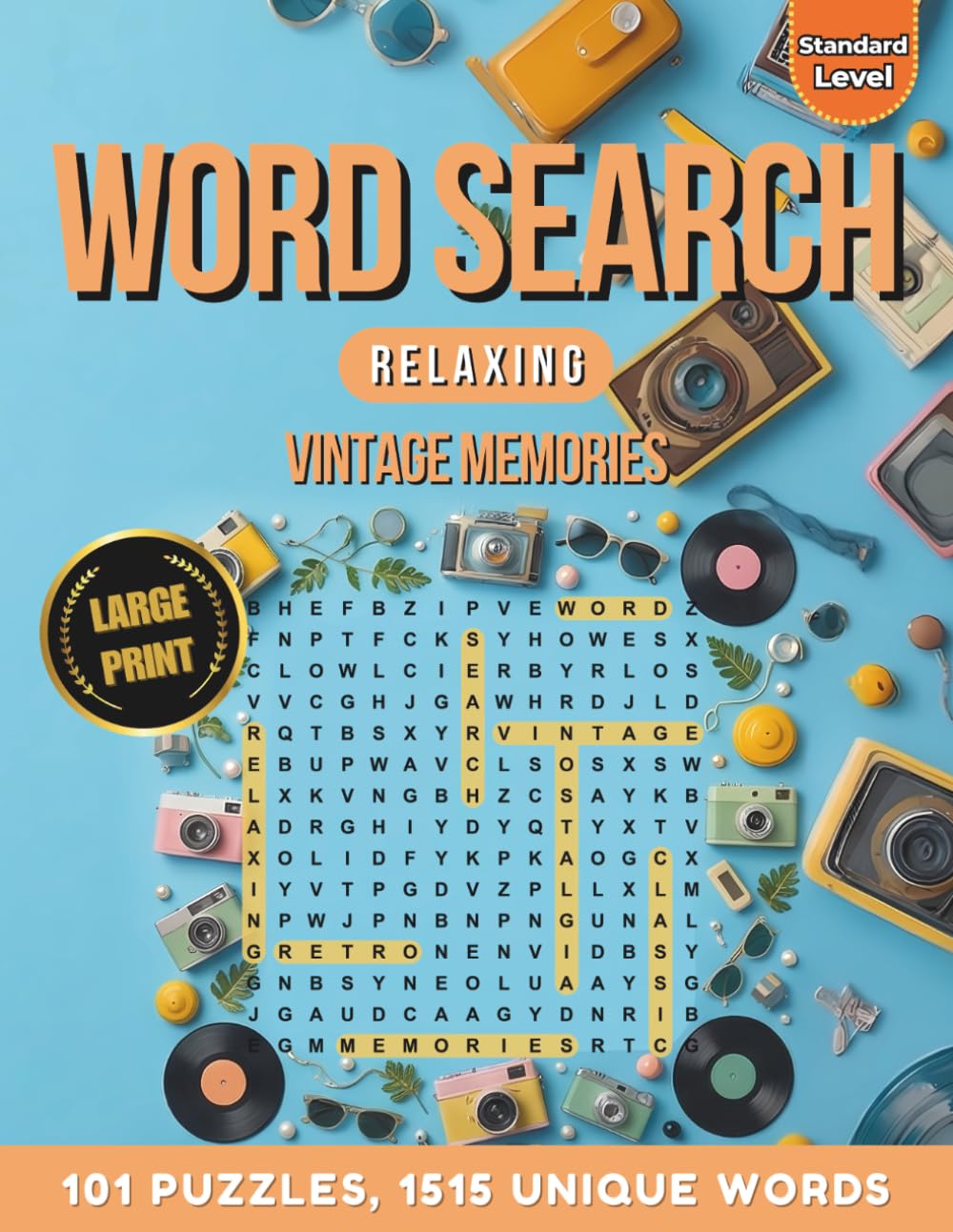 Word Search Relaxing: Vintage Memories: 101 Puzzles & 1515 Words | Large Print Relaxing Word Finds for Adults