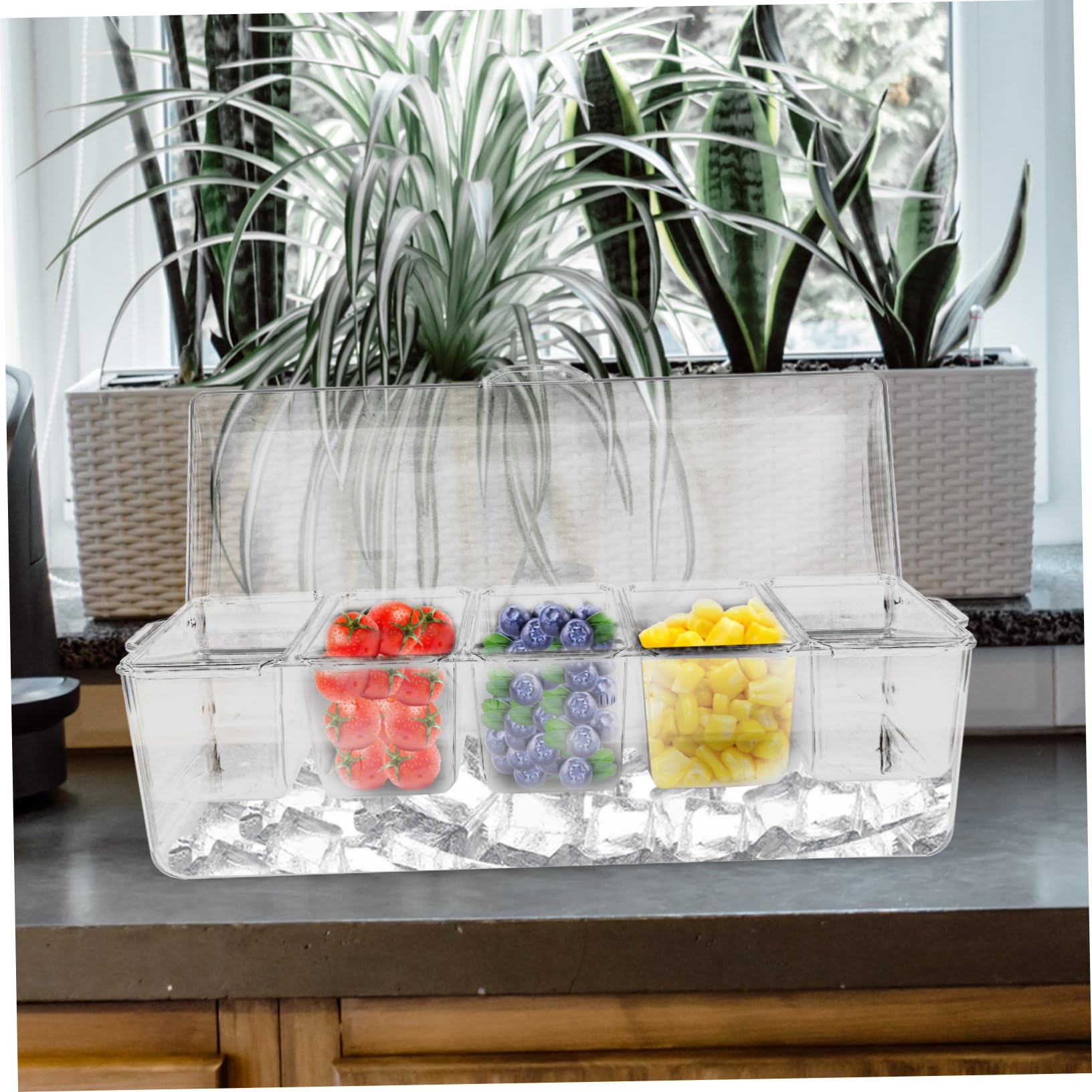 Alipis Boîte à Salade pour Conserver la Fraîcheur en Plastique à 5 Compartiments Portable Grosse Capacité, Séparations pour Pique-niques et Usage Quotidien