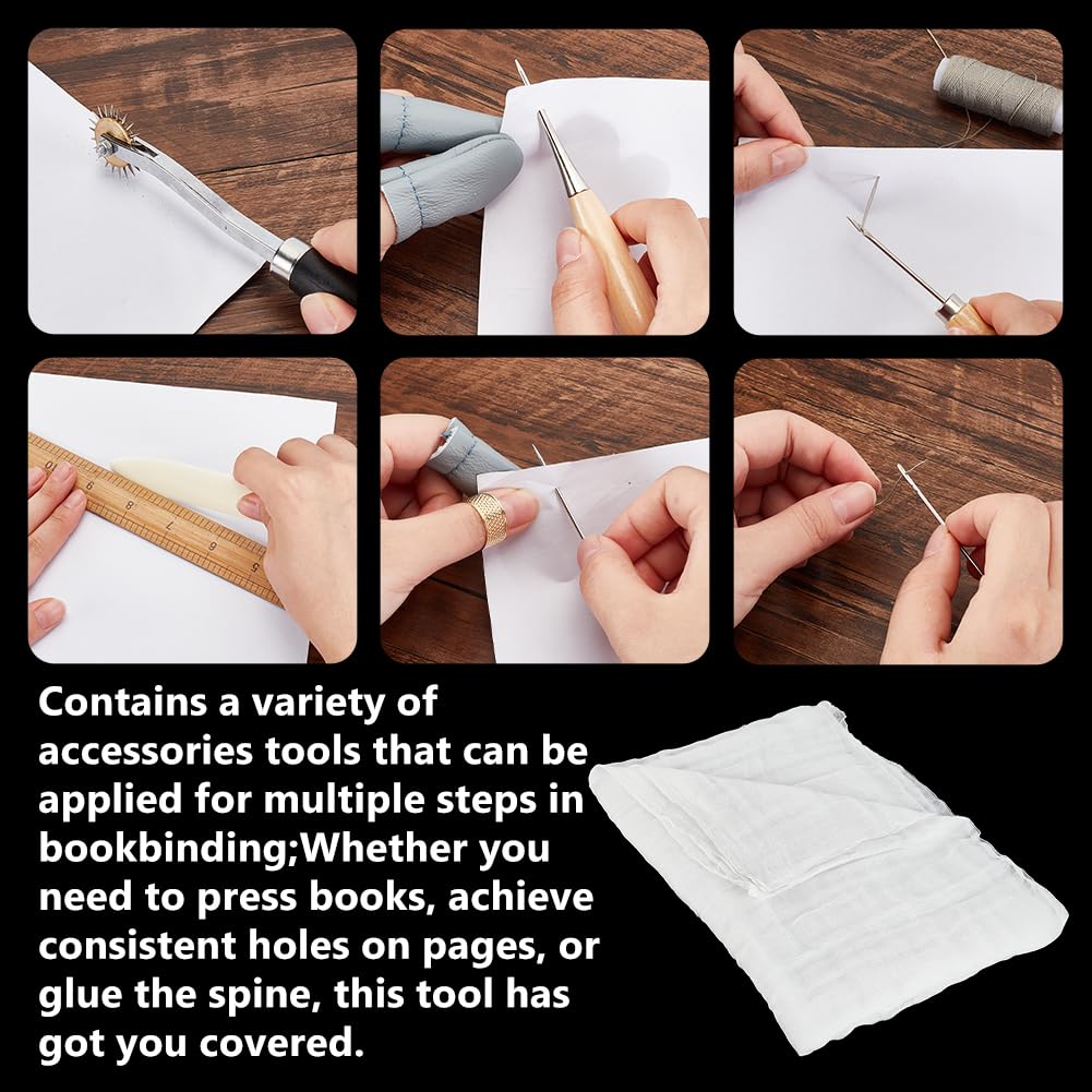 AHANDMAKER 12 x 8 Buchpresse Buchbinderei Buchbinde Sets Buchbindezubehör Mit Falzbein Ahle Nadeln Mit Großem Öhr Buchtuch Holz Buchbinde Starter Werkzeuge Für Handgefertigte DIY Bücher Blumenpresse