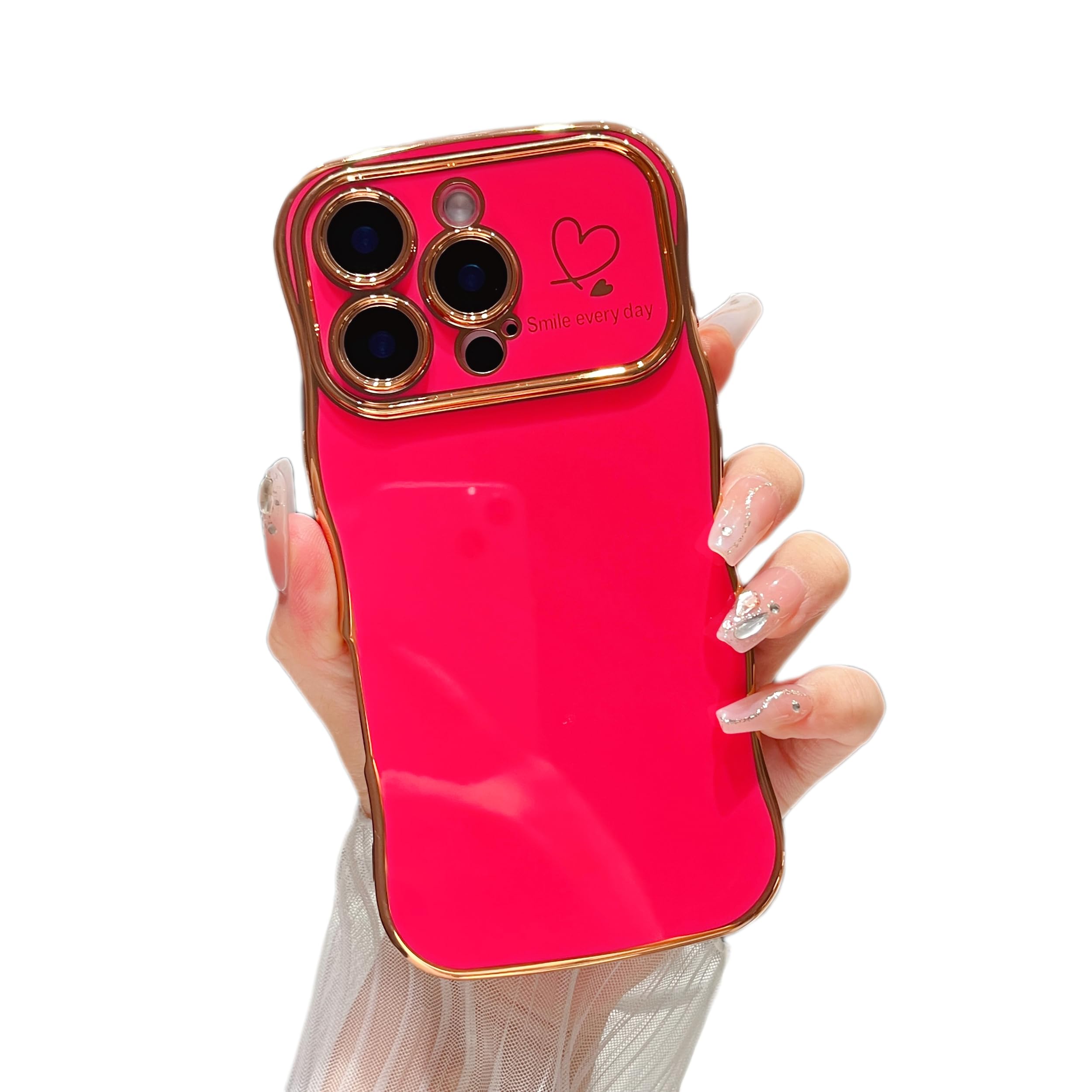 Coque iPhone 16 Pro Max bouclée rose rouge ZTOFERA - 7