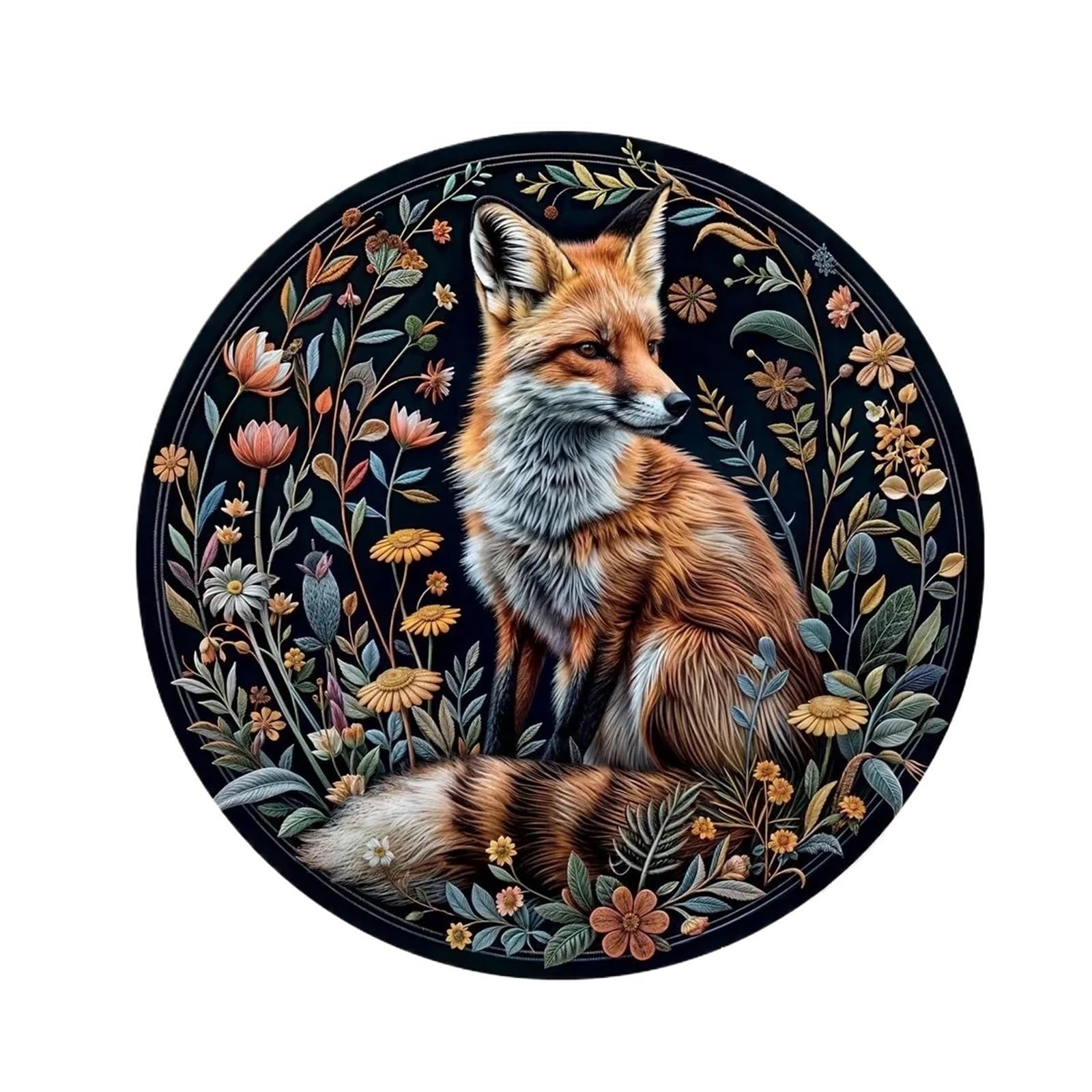Tapis rond floral lavable oiseau tropical contre les sols froids