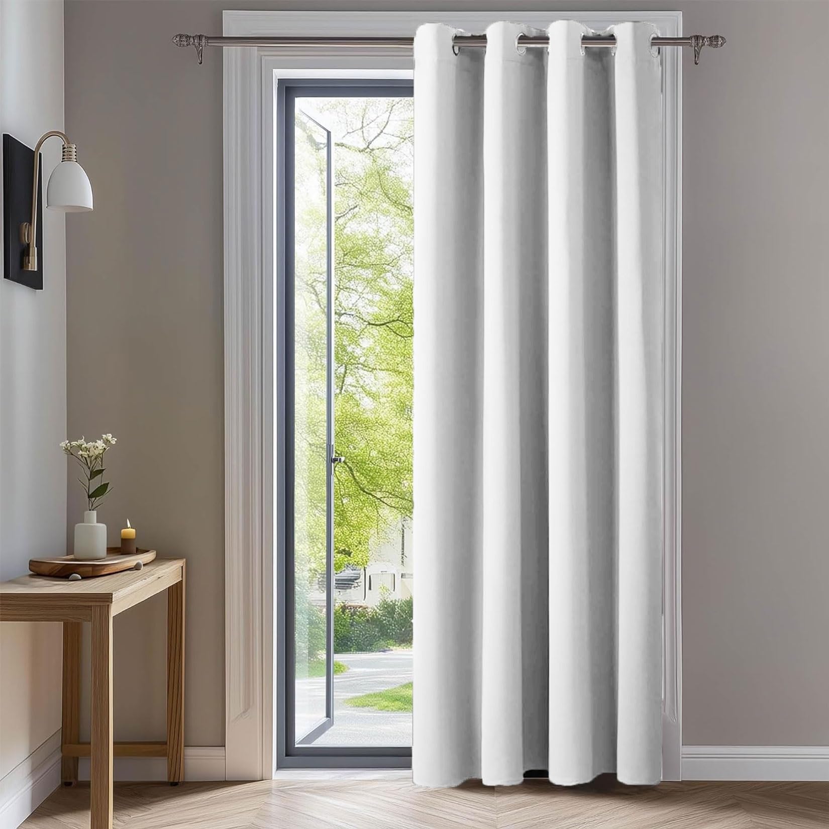 LIUJYUAN Blackout Curtains 130 x 130 cm Room Darkening, Privacy Protection Curtains for Bedroom Soft Texture, Solid Color for Balcony, Kithcen Window, White