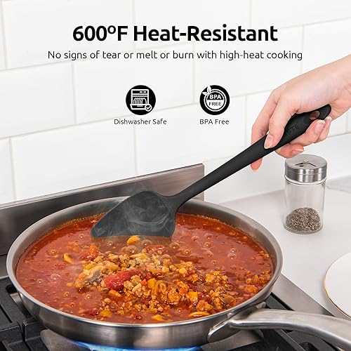 Miniatura 5 de U-Taste Juego de espátulas de silicona a 600 F resistentes al calor y 13.6 pulgadas, juego de utensilios de cocina de 5 piezas a 600F resistentes al