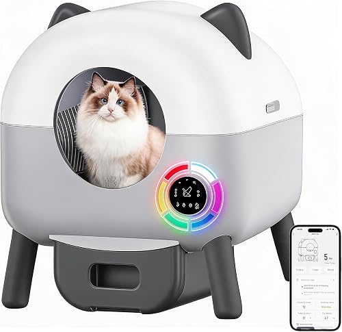 Litiere Chat Autonettoyante, 89L Litière Electrique Autom…