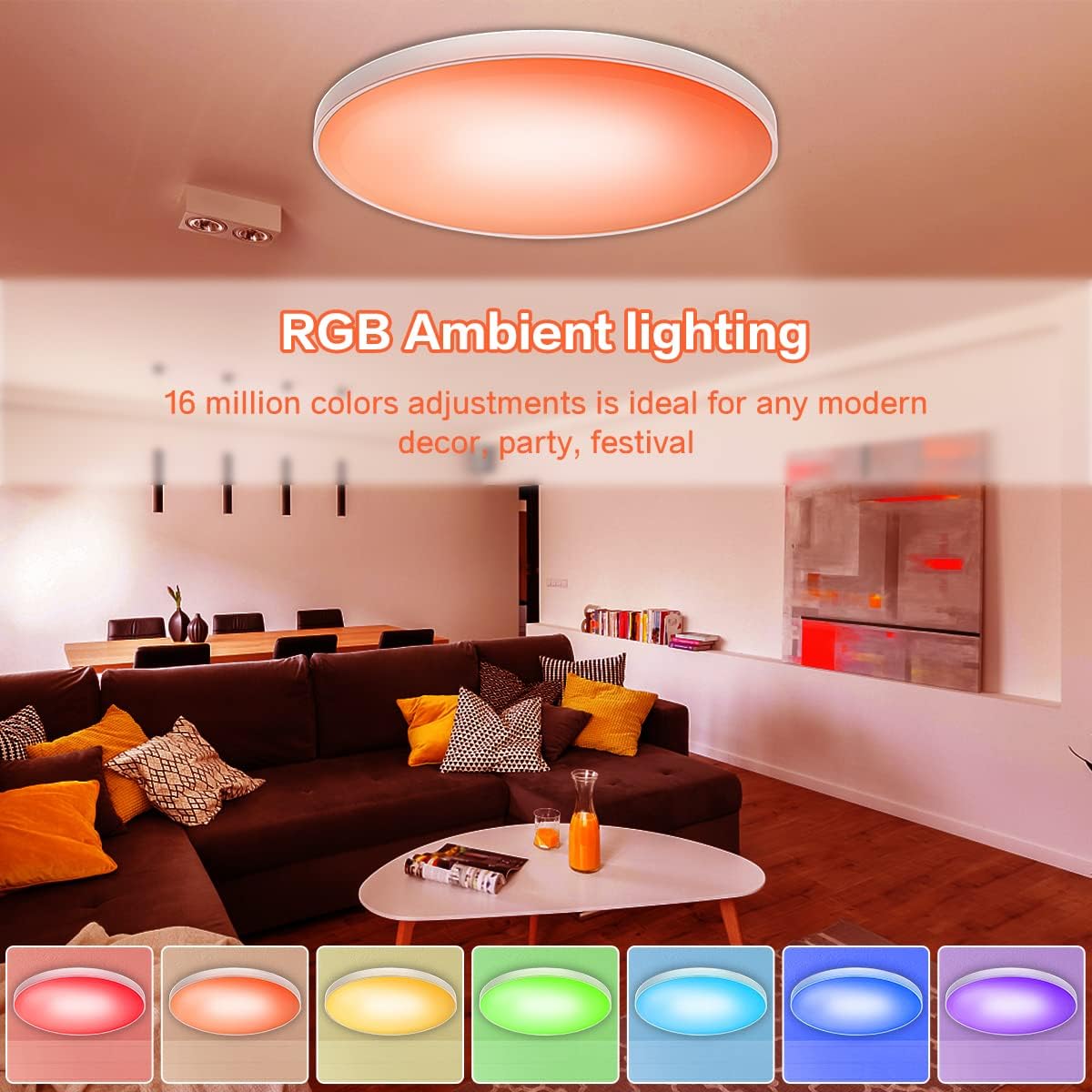 Mostop Smart LED Ceiling Light, 30W 2200LM RGB Ceiling Light with