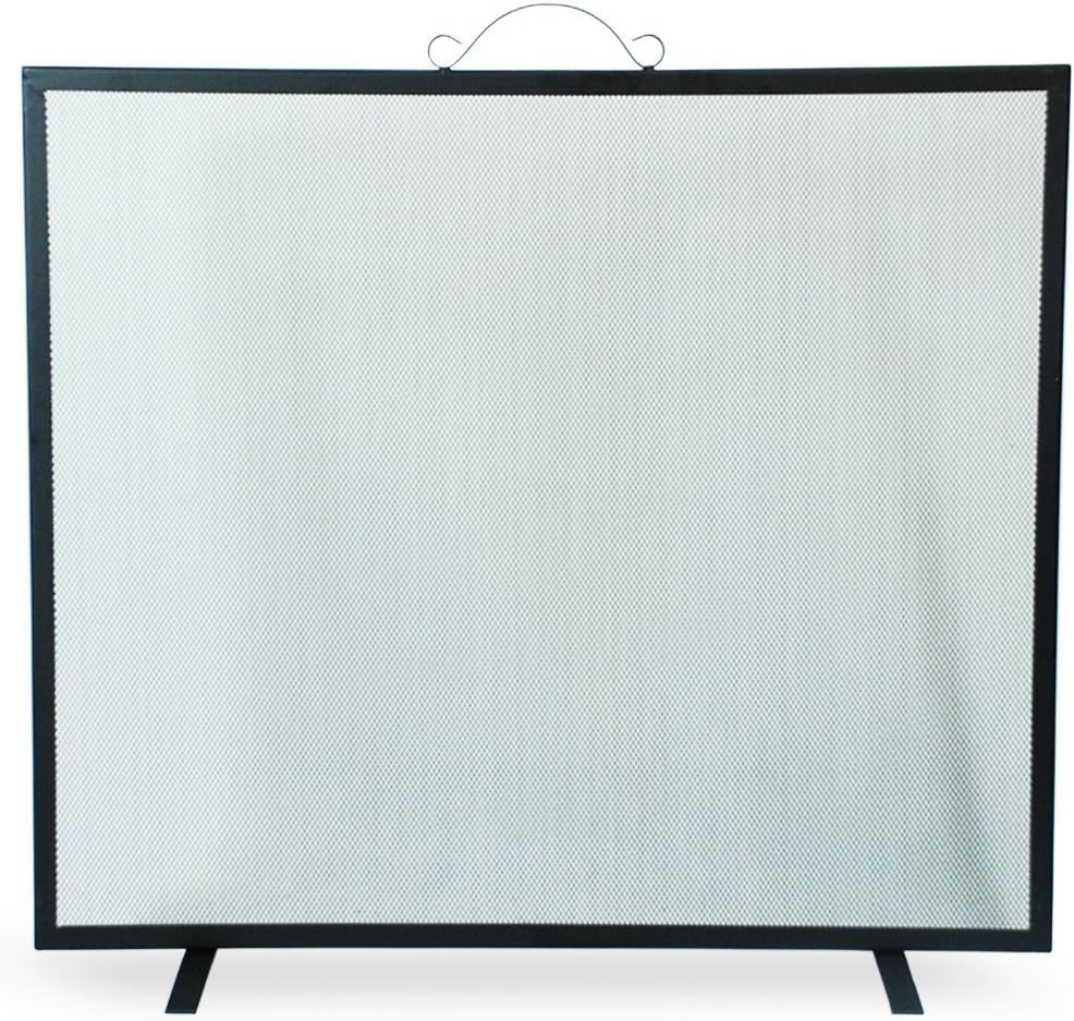 Spark Guard 73cm x 76cm Single Panel Fire Guard Fire Place Guard Fire Screen Spark Flame Guard with Top Handle Single Flat Panel Design, Black