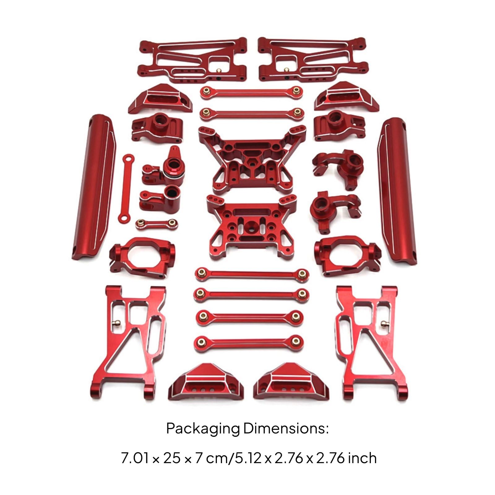 Coche Eléctrico Kit de Refuerzo RC Piezas de Metal Brazos de Suspensión Copas de Dirección Torres de Amortiguador Aleación 6061 para Chasis Sólido y, Rojo