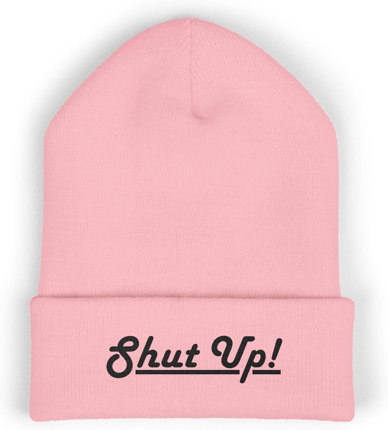 Premium Classic Cuffed Beanie Hat Gift with Embroidery Message - 'Shut Up!'