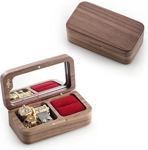 Ymusic - Caja musical de madera con cuerda de cuerda y diseño vintage, es un gran regalo para el día de San Valentín, boda, aniversario de Navidad