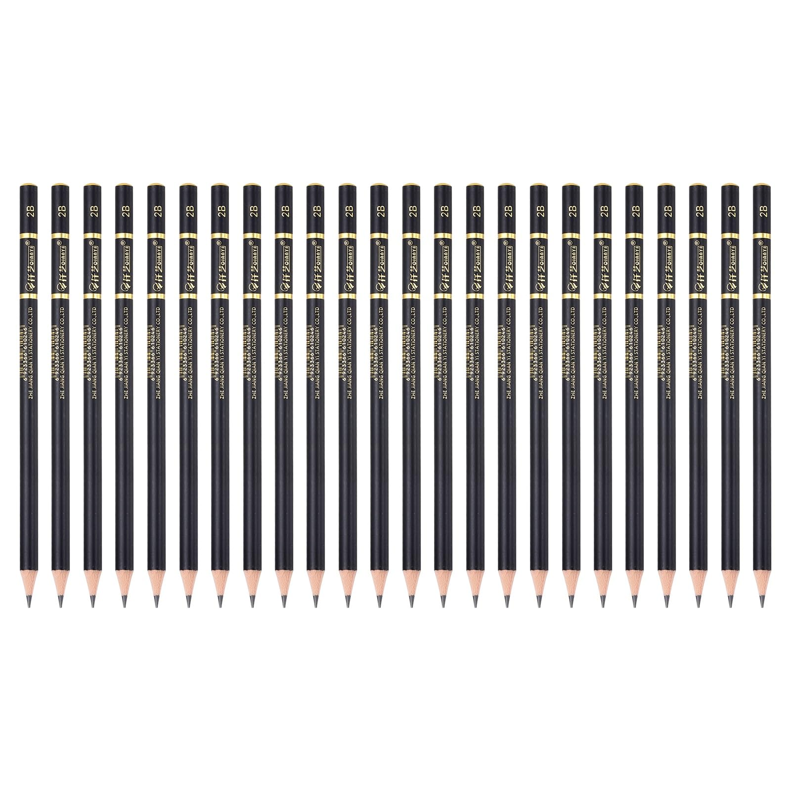 PATIKIL 24Pcs Graphite Pencils, Round 2B Refill Wood-case Sketching Pencils Pre-sharpened Sketch Art Supplies for Home Office Classroom Artist Painting Sketching Study, Black