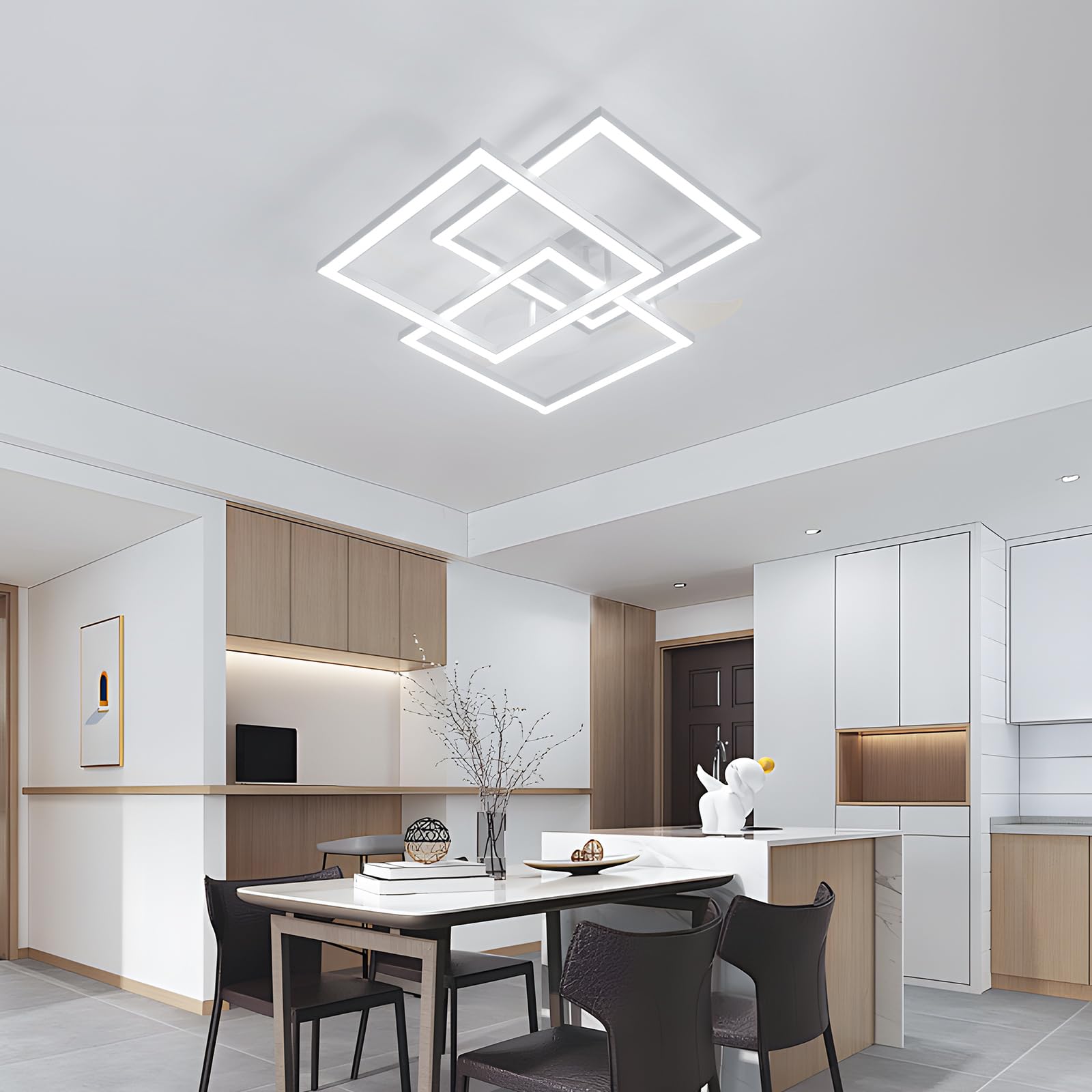 DELIPOP Moderna Lámpara de Techo 40W 4500LM 6500K Plafon Led techo Cuadrado | Luz de techo led Blanca Para Dormitorio Salon Comedor, 62cm