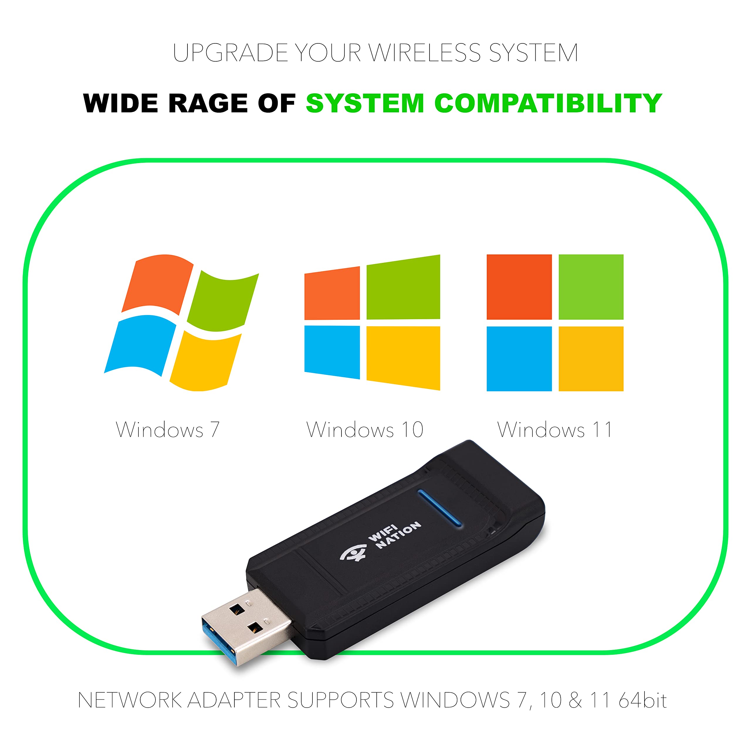 WiFi 6 AX1800 2T2R, puce USB 3.0 : RTL8832AU, adaptateur de dongle WiFi | adaptateur de carte réseau sans fil Gigabit 802.11ax | 5 GHz/2,4 GHz | Sécurité réseau WPA3 | Windows 7/10/11
