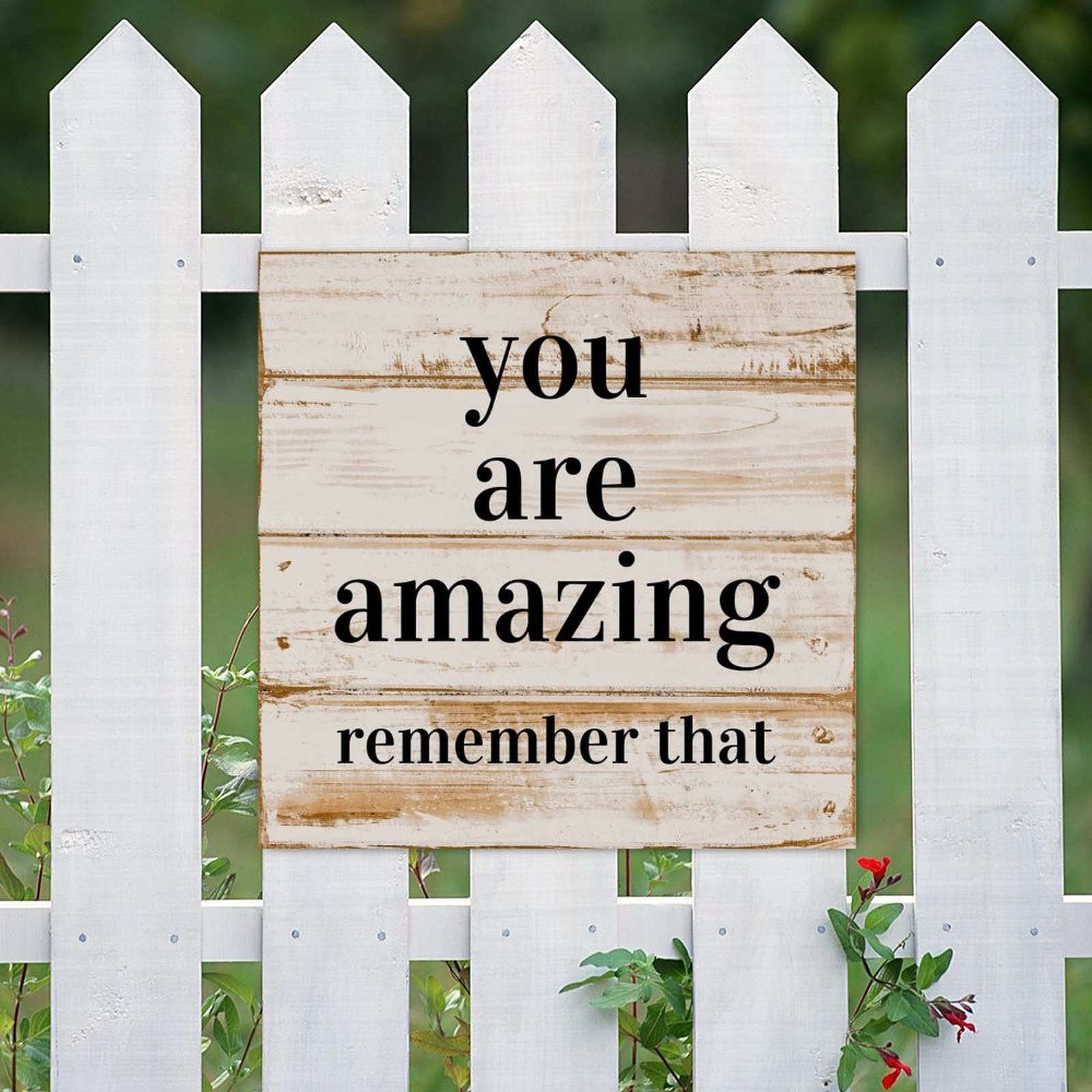 Evans1nism Targa in legno con scritta in inglese You Are Amazing, Remember Th, con frasi motivazionali, decorazione da parete in stile rustico, decorazione astratta per la casa, bagno, soggiorno