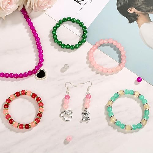 Miniatura 4 de 1250 cuentas de vidrio de 0.315 pulgadas para hacer joyas, cuentas para hacer pulseras, cuentas redondas sueltas de cristal para hacer pulseras,