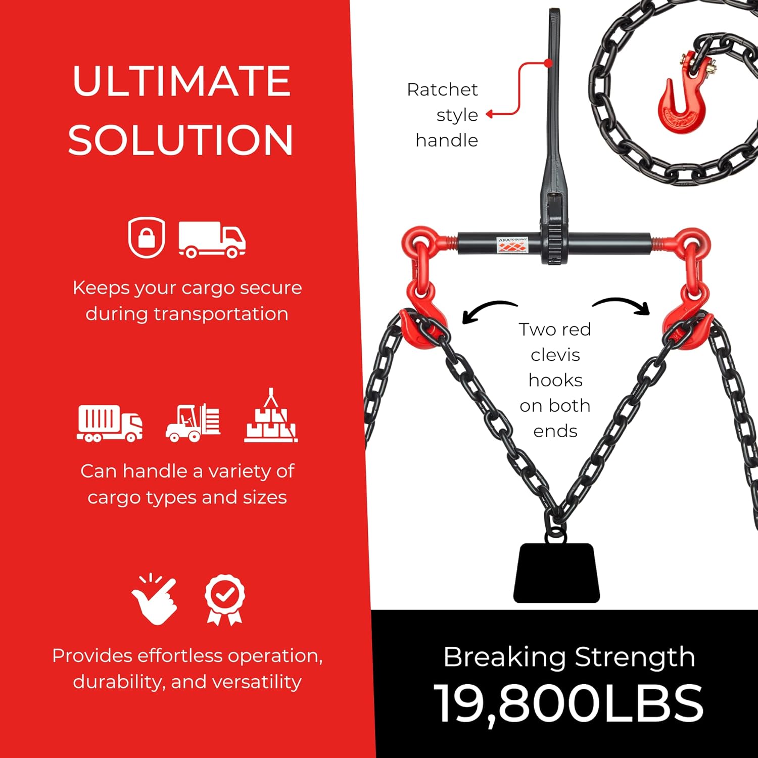 AFA Tooling 5/16"- 3/8" Chain Binders 6600LB Load Limit (2 Pack) | Heavy Duty G70 Ratchet Chain Binders for Secure Load Transport 19800LBS Breaking Strength | Electric Galvanized Anti-Rust Coating