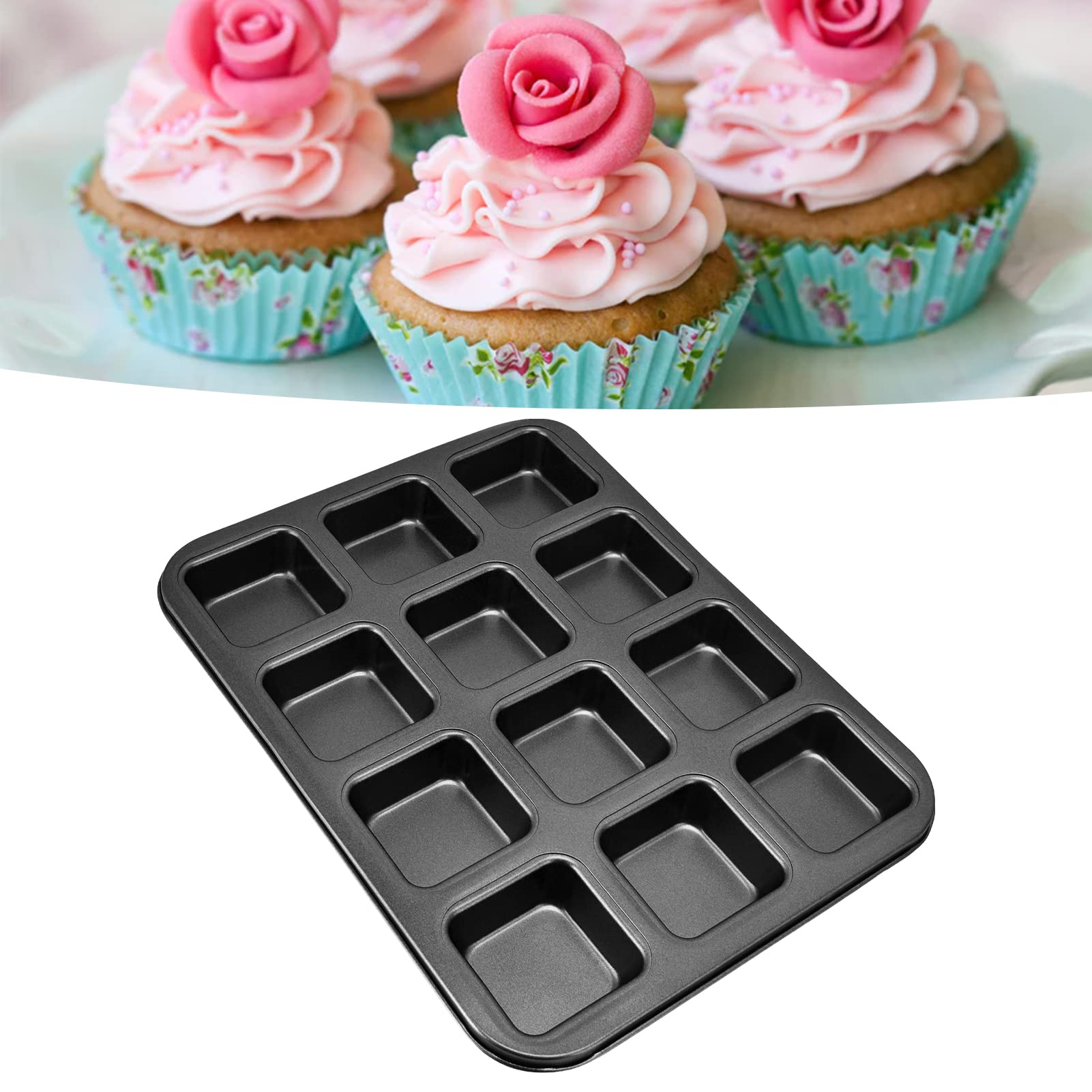 2 Brownie-Pfannen Mit 12 Mulden – Antihaftbeschichtet, Karbonstahl, 6,6x6,6 Cm Pro Stück, Für Muffins & Mini-Brote