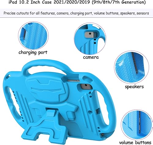 Miniatura 4 de LTROP Funda infantil para iPad de 987 generación de 10.2 pulgadas con correa para el hombro, a prueba de golpes, ligera, con soporte para niños,