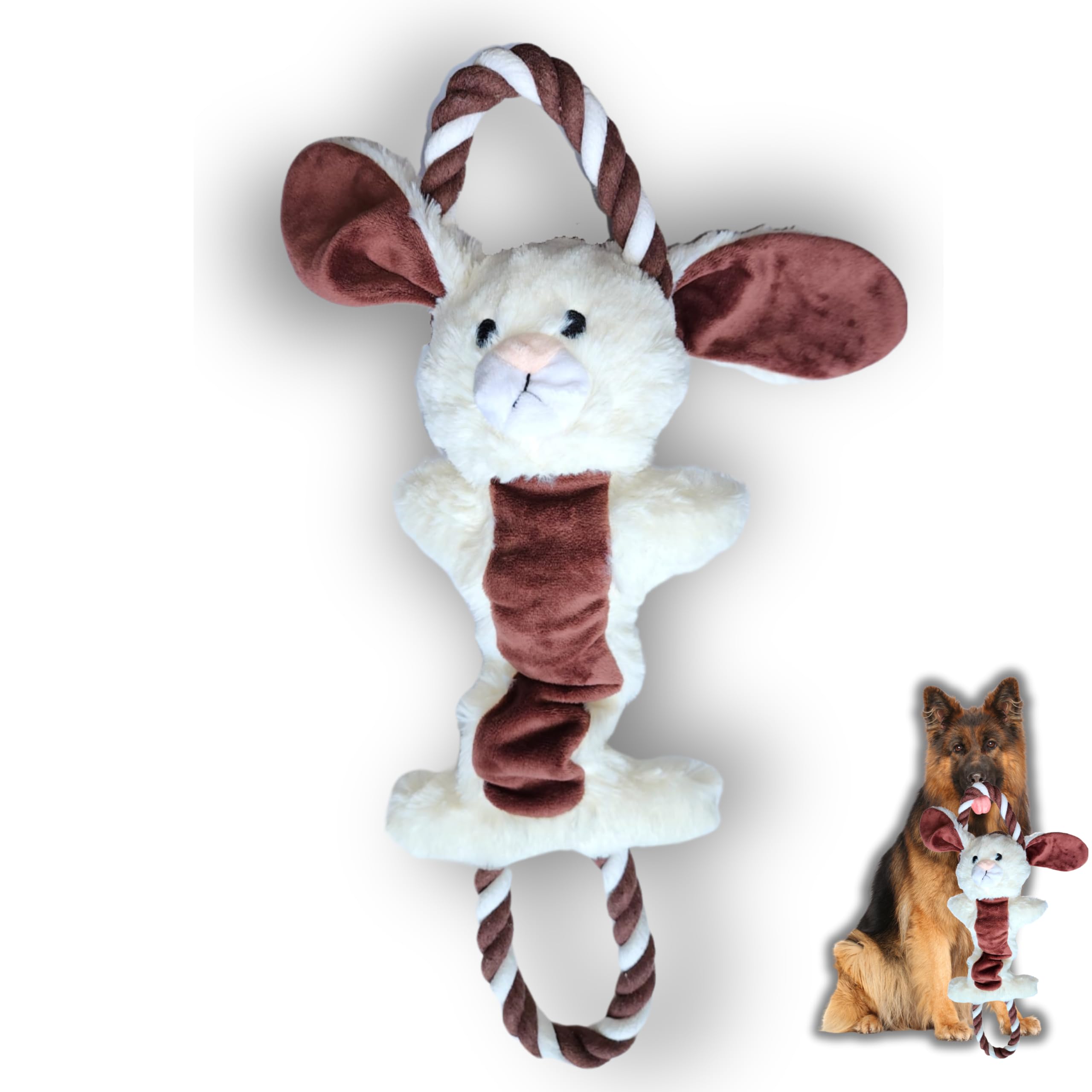 ME GUSTA SHOP Plush Rabbit Dog Toy with Rope | Rabbit Dog Toy | Rabbit Pet Toys | Squeak Rabbit Dog Toy | Rabbit Dog Toys for Large Dogs | Rabbit Dog Toy | Dog Chew Toys | Dog Rabbit | Stuffed Toys