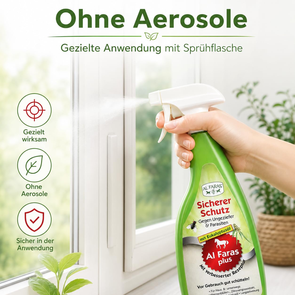 Sicherer Schutz Insektenspray 2x500 ml ohne Aerosole | Anwendungsfertige Flüssigkeit mit Eukalyptusöl für Oberflächen gegen kriechende und fliegende Insekten